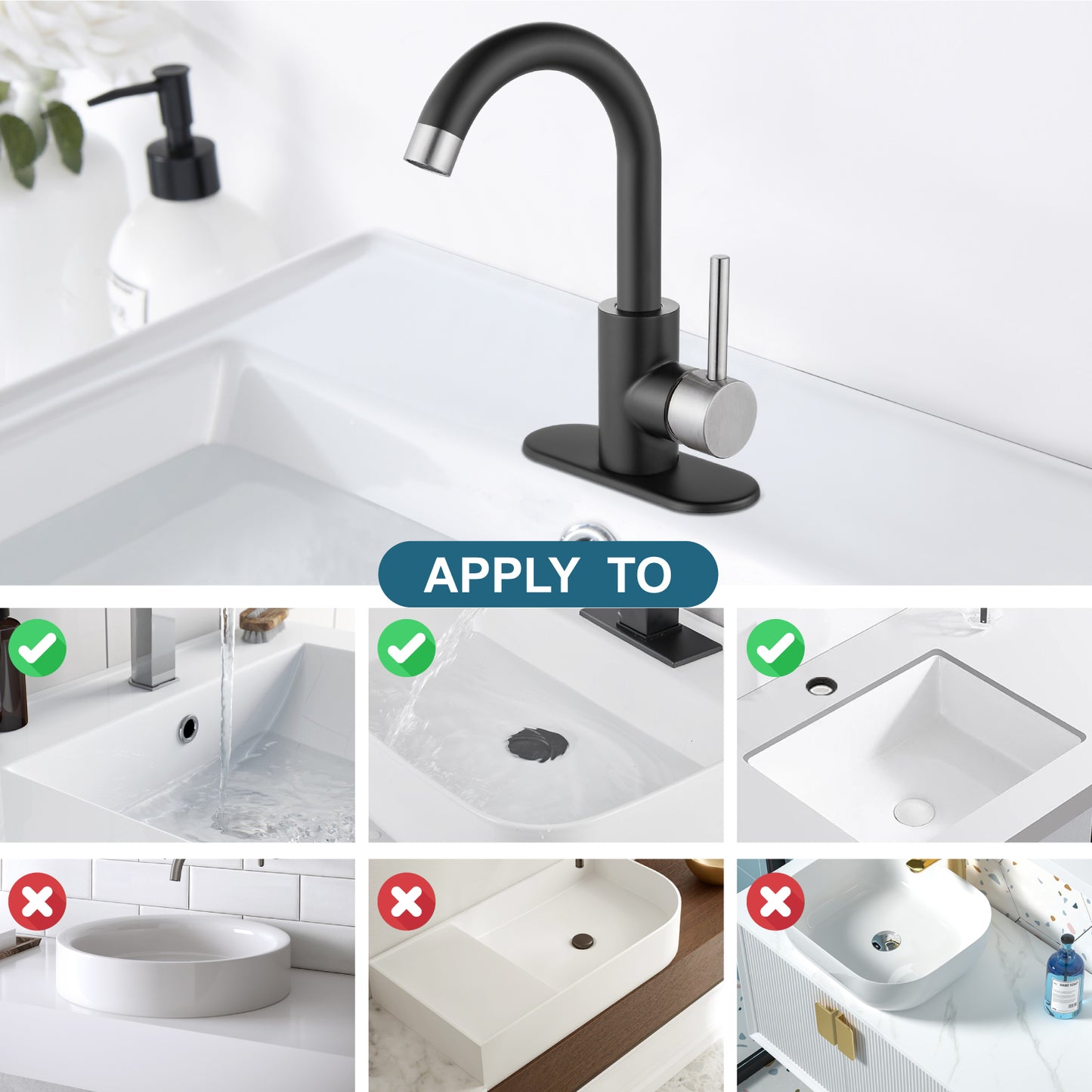 
                  
                    Midanya Single Handle Bathroom Sink Faucet, Wet Bar Pre-Kitchen Farmhouse RV Small Vanity Faucet with 360°Rotation Spout with Deck Plate, Supply Hoses and Drain Stopper
                  
                