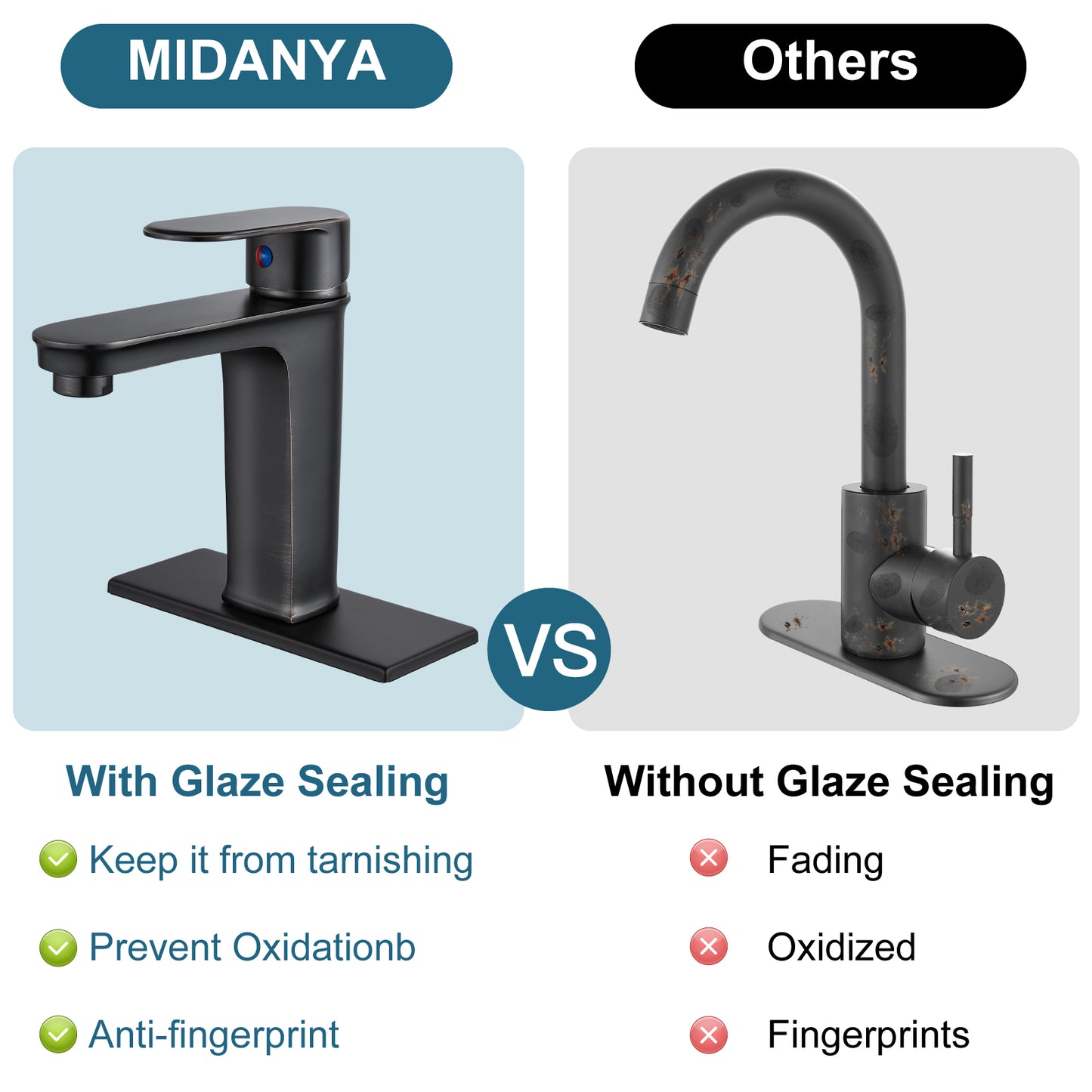 
                  
                    Midanya Bathroom Faucet Single Handle Tall Body Spout Lavatory Vanity Vessel Sink Faucets One Hole Deck Mount Basin Mixer Tap Brass Modern with Pop Up Drain Included
                  
                