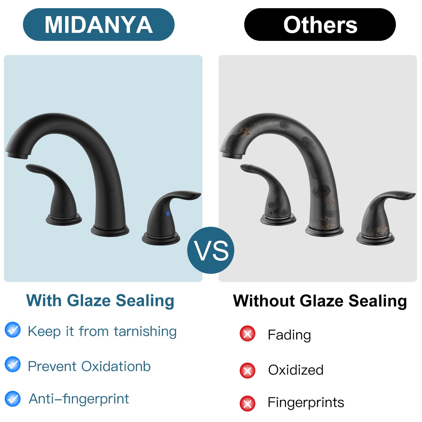 
                  
                    Midanya Bathroom Sink Faucet Widespread 2 Handle 3 Hole Bathroom Faucet Double Handle Faucet with Pop Up Drain and Water Supply Lines Low Arc Mixing Tap
                  
                