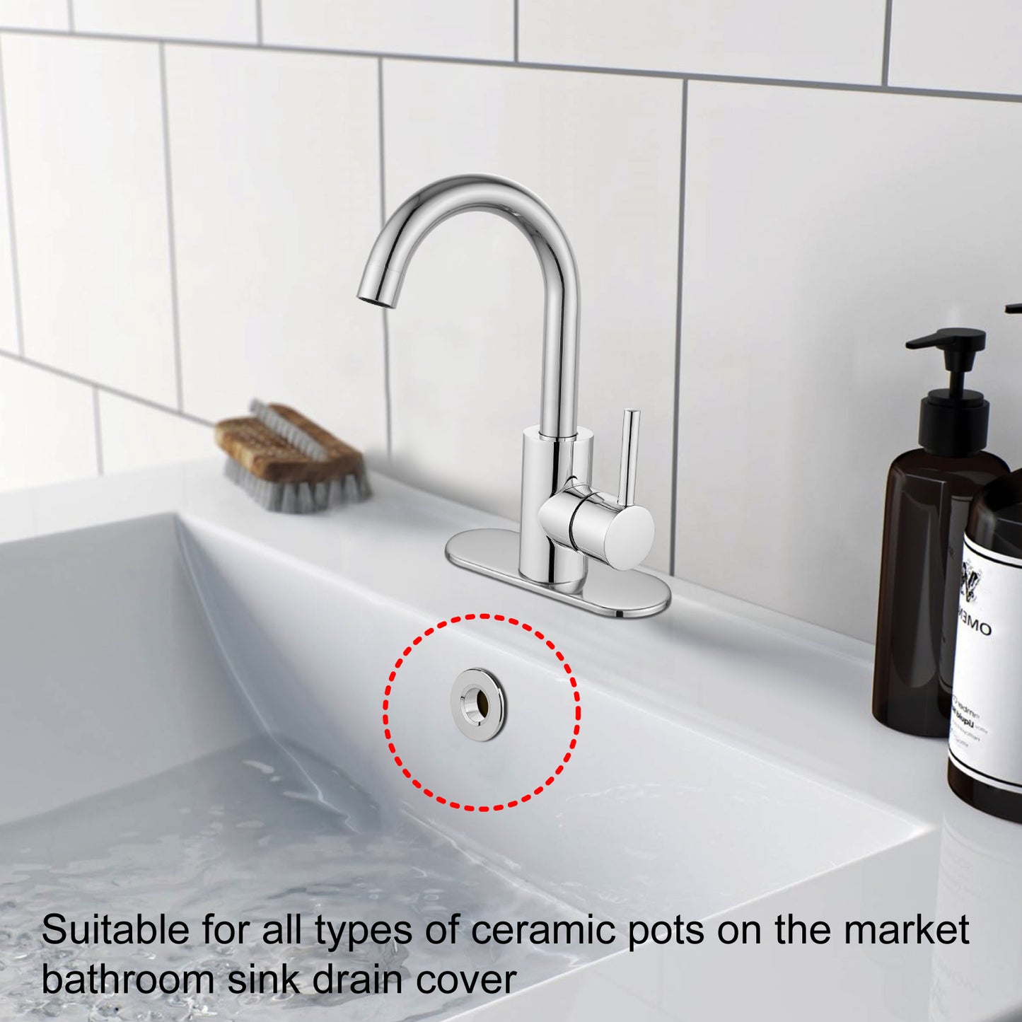 
                  
                    Midanya Sink Basin Trim Overflow Cover, Solid Brass Insert in Hole Round Caps, Vanity Vessel Sink Overflow Ring, Sink Overflow Cover Round Caps for Kitchen Bathroom, Pack of 1
                  
                