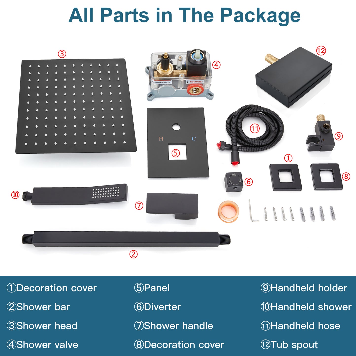 
                  
                    Midanya Oil-Rubbed Bronze Shower Faucet Set Shower System 10 inch Square Rainfall Shower Head Ceiling Mounted with Handheld Spray and Waterfall Tub Spout Included Rough-in Valve Mixer Combo and Trim
                  
                