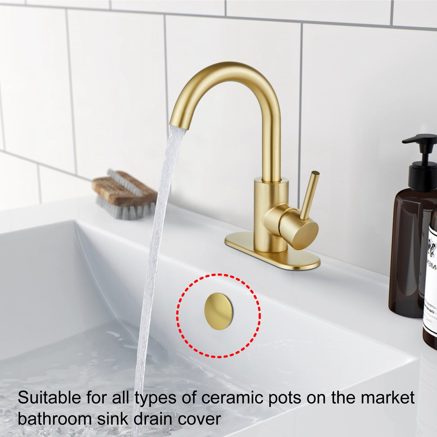 
                  
                    Midanya Sink Basin Overflow Trim Ring, Bathroom Vanity Vessel Sink Overflow Cover Basin Trim Brass Insert in Hole Round Caps, Sink Overflow Ring, Pack of 2
                  
                