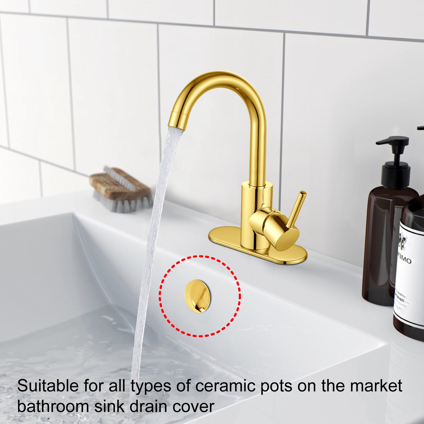
                  
                    Midanya Sink Basin Overflow Trim Ring, Bathroom Vanity Vessel Sink Overflow Cover Basin Trim Brass Insert in Hole Round Caps, Sink Overflow Ring, Pack of 2
                  
                
