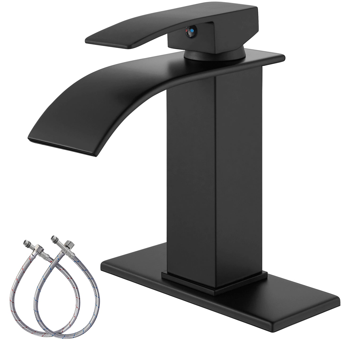 
                  
                    Midanya Bathroom Sink Faucet Waterfall Spout Single Handle 1 Hole Deck Mount Hot & Cold Water Mixer Tap Lavatory Vanity Sink Faucet Commercial with Deck Plate
                  
                