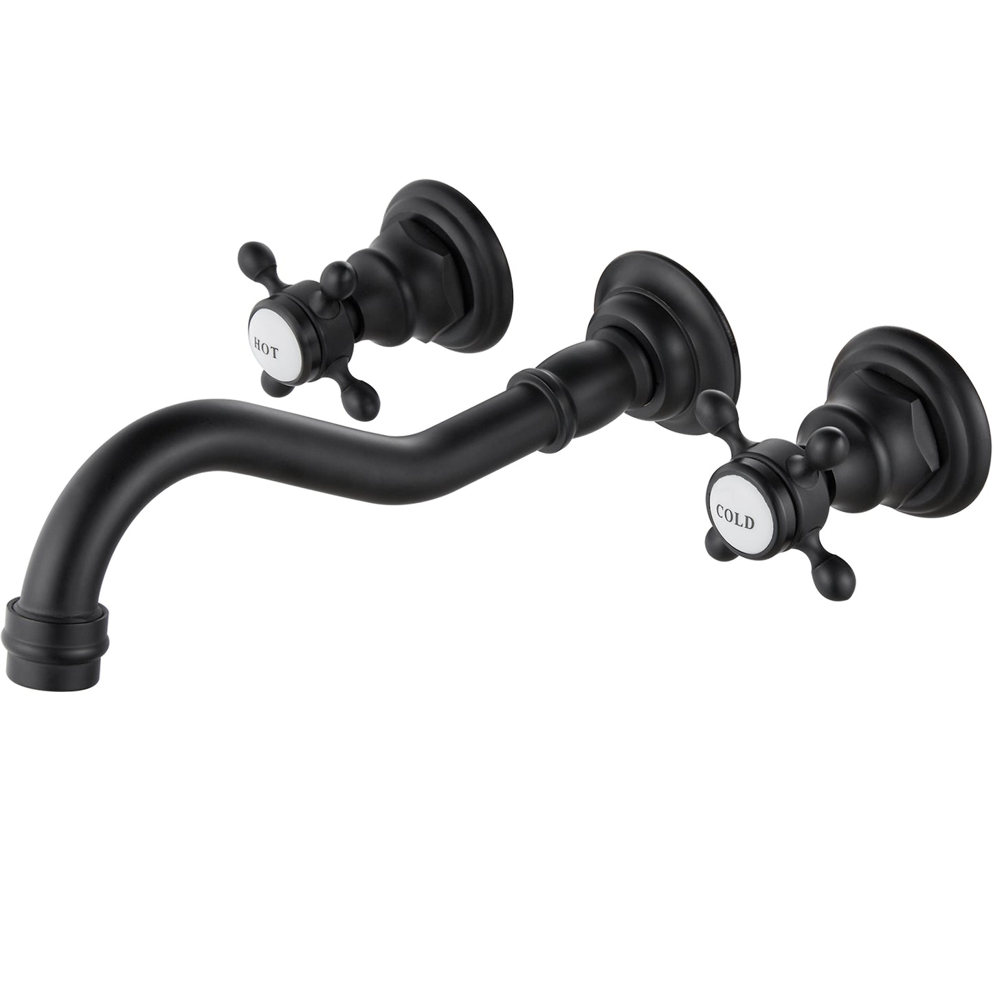 
                  
                    Midanya Bathroom Sink Faucet Widespread Wall Mount 3 Holes 2 Cross Knobs Brass Lavatory Vessel Basin Mixer Tap Mixing Spout Double Handles Commercial with Hot and Cold Signs
                  
                
