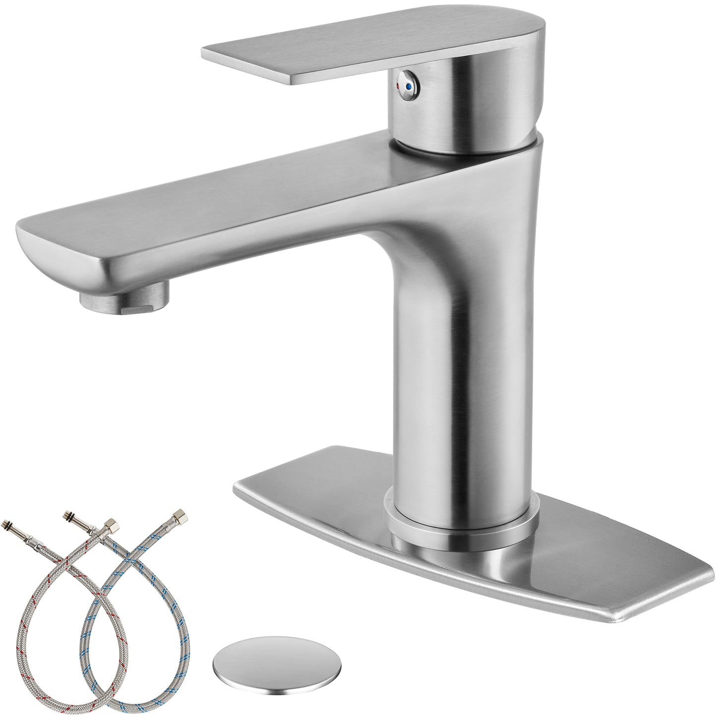 
                  
                    Midanya  Bathroom Sink Faucet Single Handle Single Hole Vanity Basin Hot & Cold Mixer Tap with Cover and Plate Pop Up Drain Commercial Modern Wash Basin Faucet Deck Simple Installation
                  
                