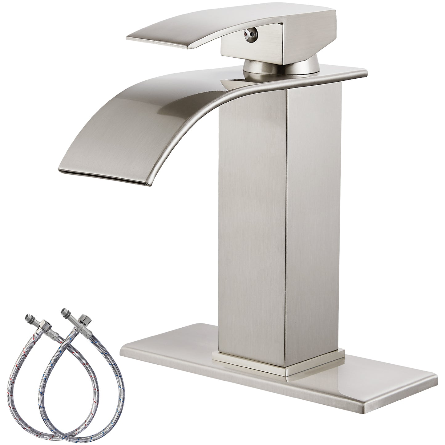 
                  
                    Midanya Bathroom Sink Faucet Waterfall Spout Single Handle 1 Hole Deck Mount Hot & Cold Water Mixer Tap Lavatory Vanity Sink Faucet Commercial with Deck Plate
                  
                