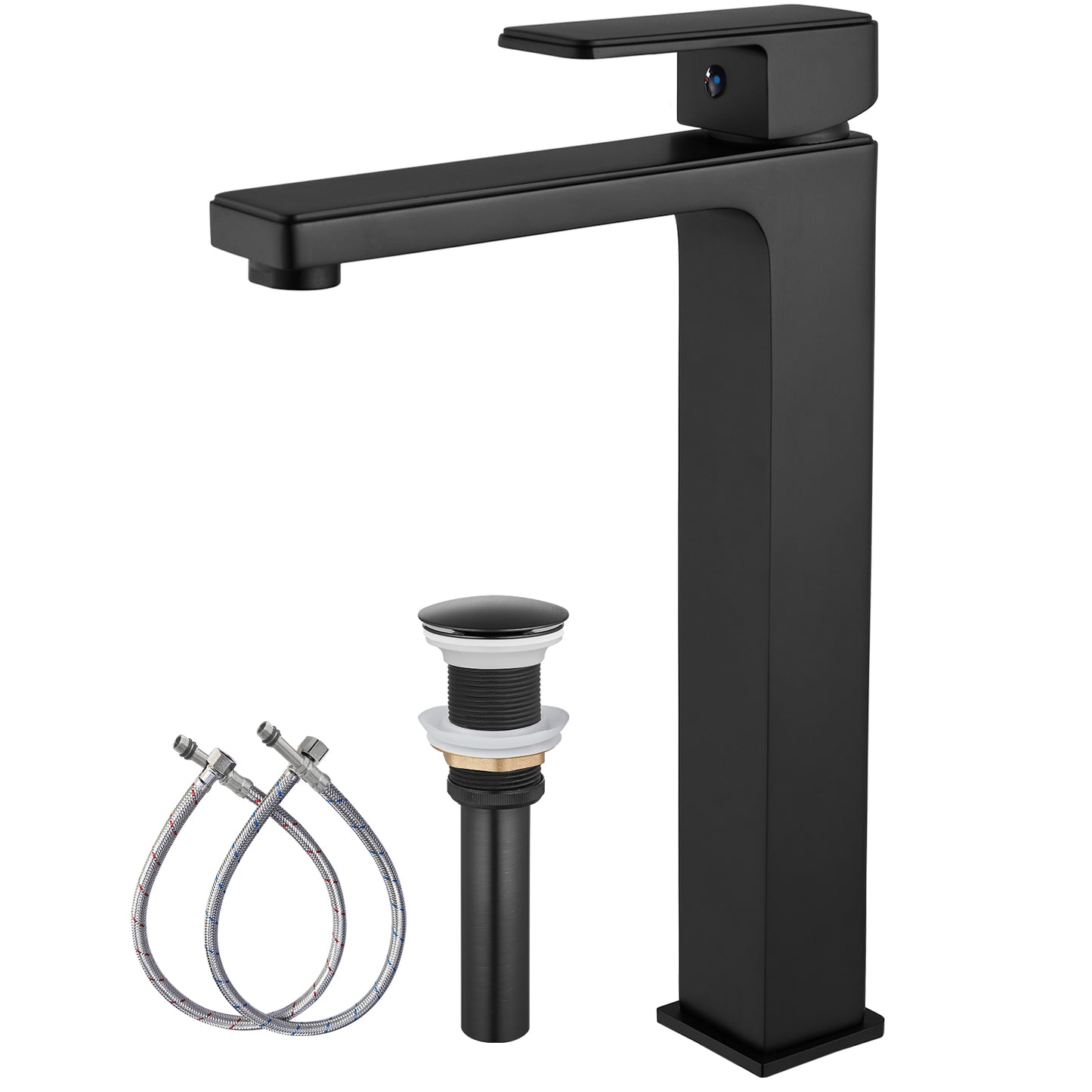 
                  
                    Bathroom Vessel Bowl Sink Faucet Tall Body Single Handle Lavatory Vanity Mixer Bar Tap with Pop Up Drain Tall Spout Single Hole Deck Mount Brass
                  
                