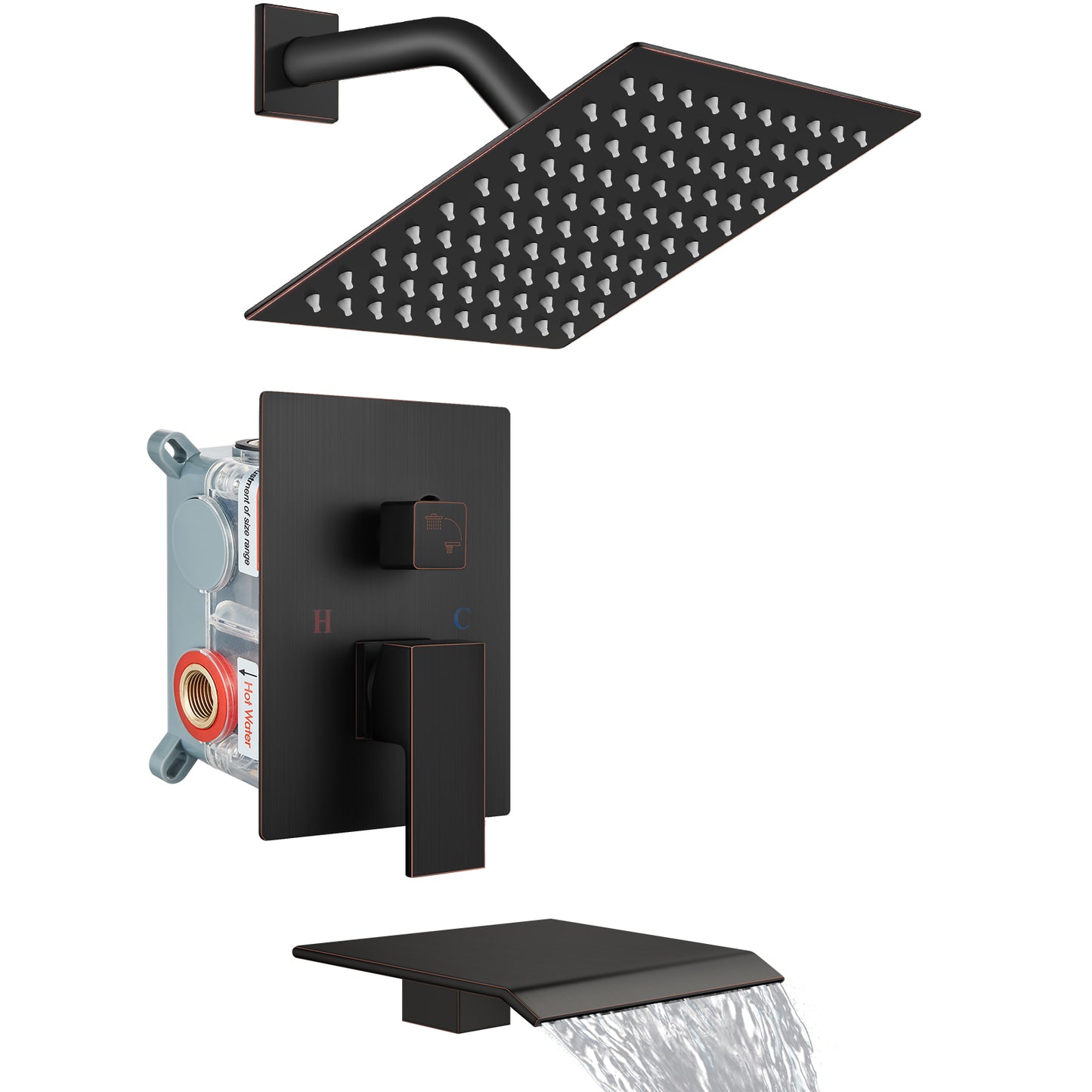 
                  
                    Midanya Tub and Shower Faucet Set Shower System with 8-Inch Rain Shower Head and Waterfall Tub Faucet Wall Mount Shower Valve and Trim Kit Included
                  
                