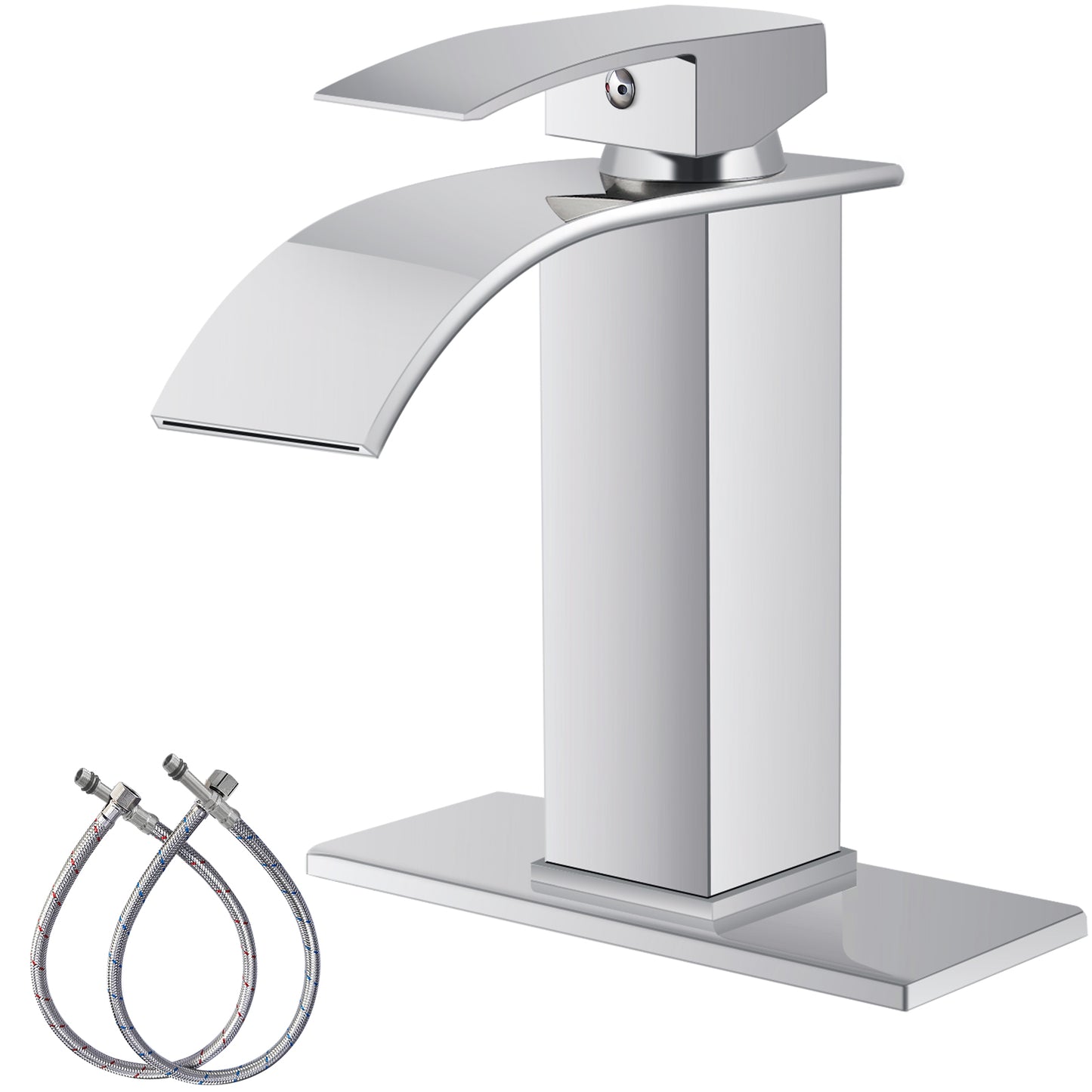 
                  
                    Midanya Bathroom Sink Faucet Waterfall Spout Single Handle 1 Hole Deck Mount Hot & Cold Water Mixer Tap Lavatory Vanity Sink Faucet Commercial with Deck Plate
                  
                