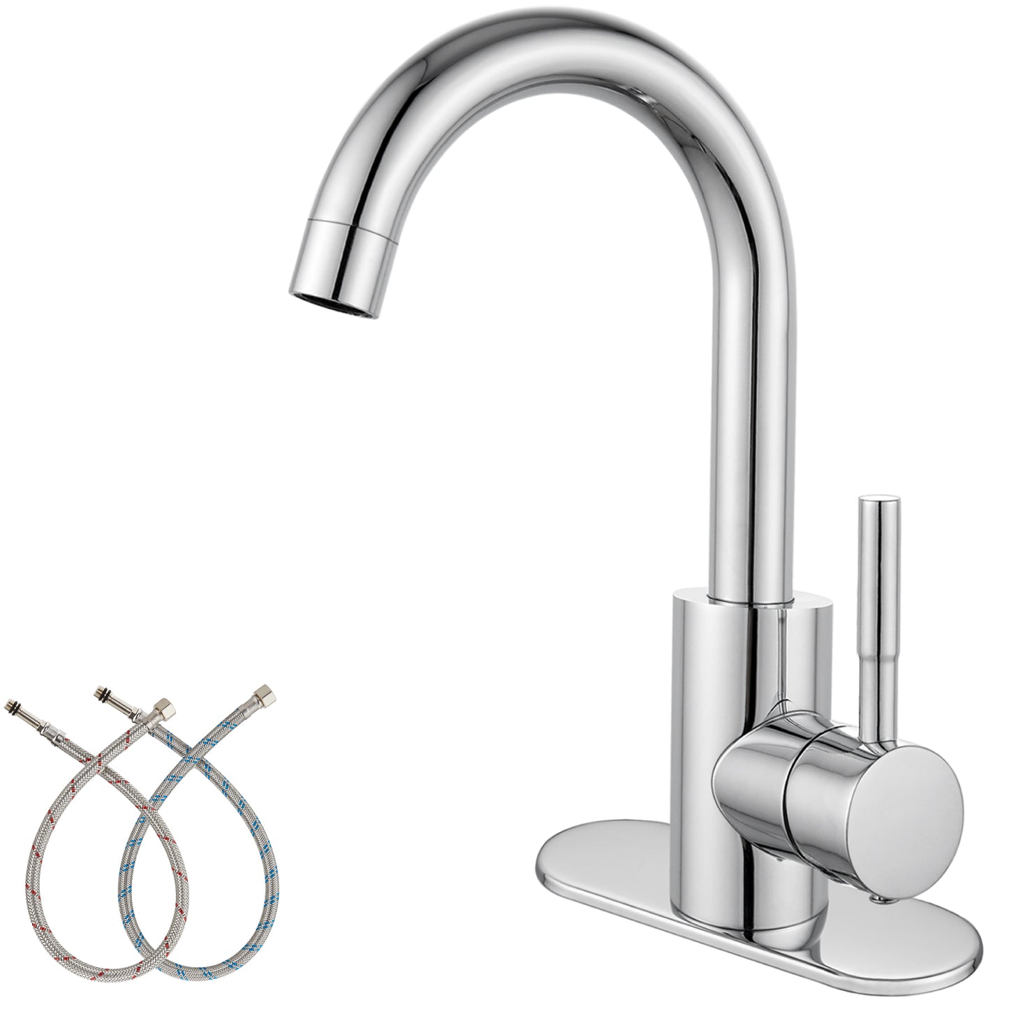 
                  
                    Midanya Single Handle Bathroom Sink Faucet, Wet Bar Pre-Kitchen Farmhouse RV Small Vanity Faucet with 360°Rotation Spout with Deck Plate and Supply Hoses
                  
                
