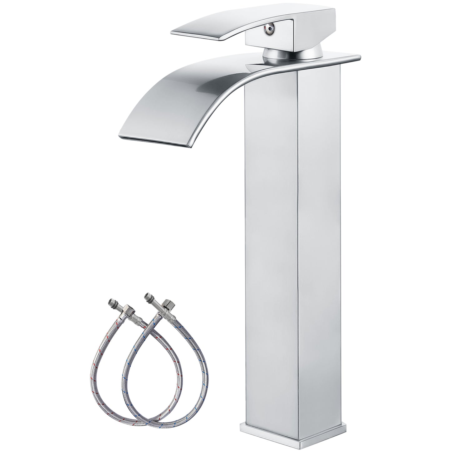 
                  
                    Midanya Waterfall Bathroom Bowl Vessel Sink Faucet Tall Single Handle Single Hole Deck Mount Mixer Tap with Large Rectangular Spout Sink Faucet Lavatory Vanity
                  
                