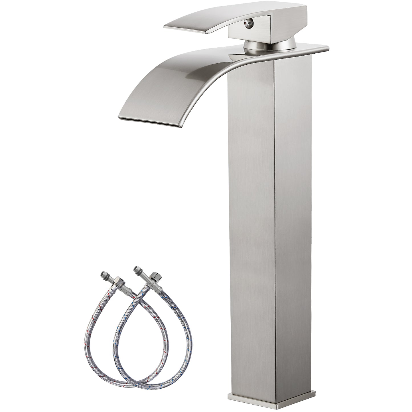 
                  
                    Midanya Waterfall Bathroom Bowl Vessel Sink Faucet Tall Single Handle Single Hole Deck Mount Mixer Tap with Large Rectangular Spout Sink Faucet Lavatory Vanity
                  
                