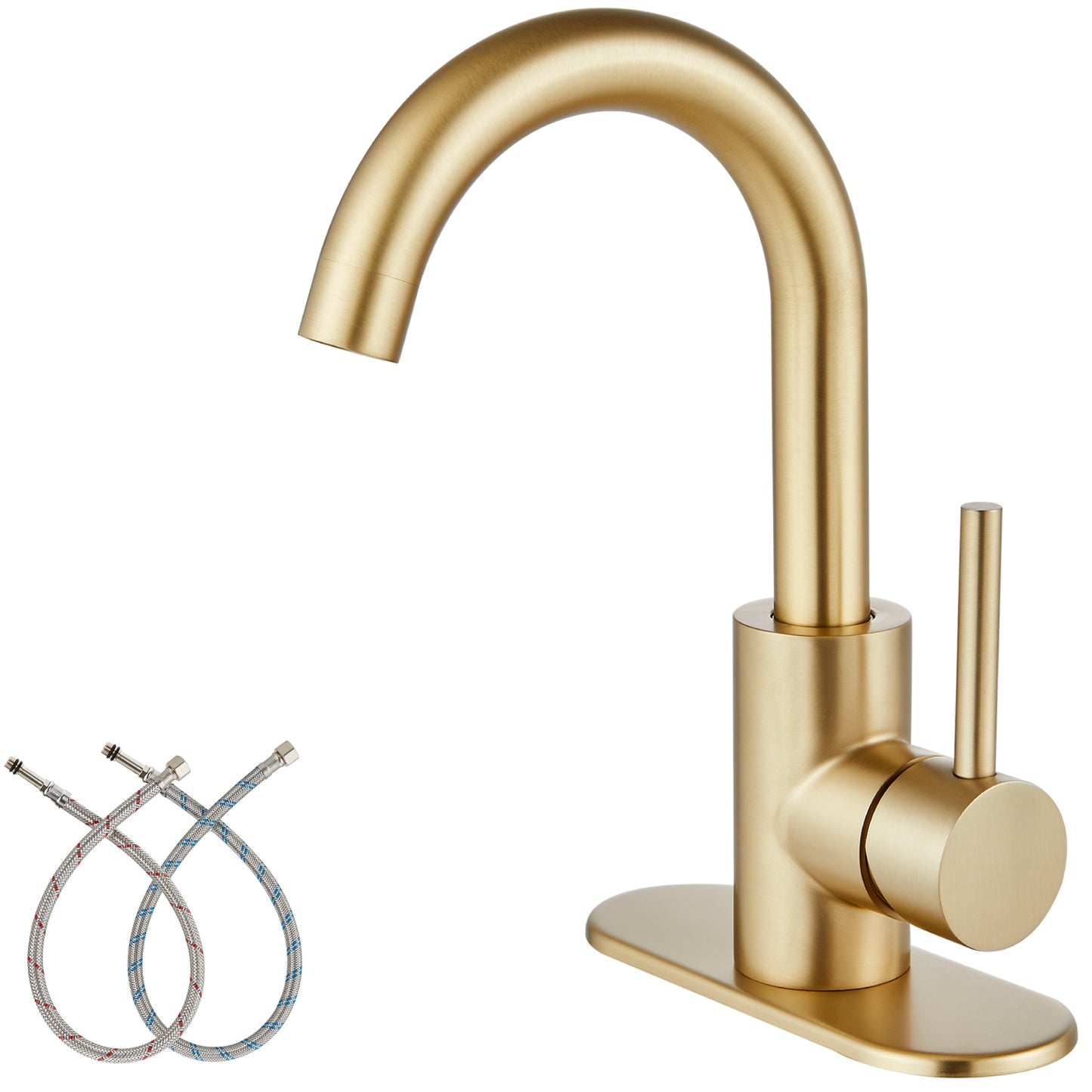 
                  
                    Midanya Single Handle Bathroom Sink Faucet, Wet Bar Pre-Kitchen Farmhouse RV Small Vanity Faucet with 360°Rotation Spout with Deck Plate and Supply Hoses
                  
                