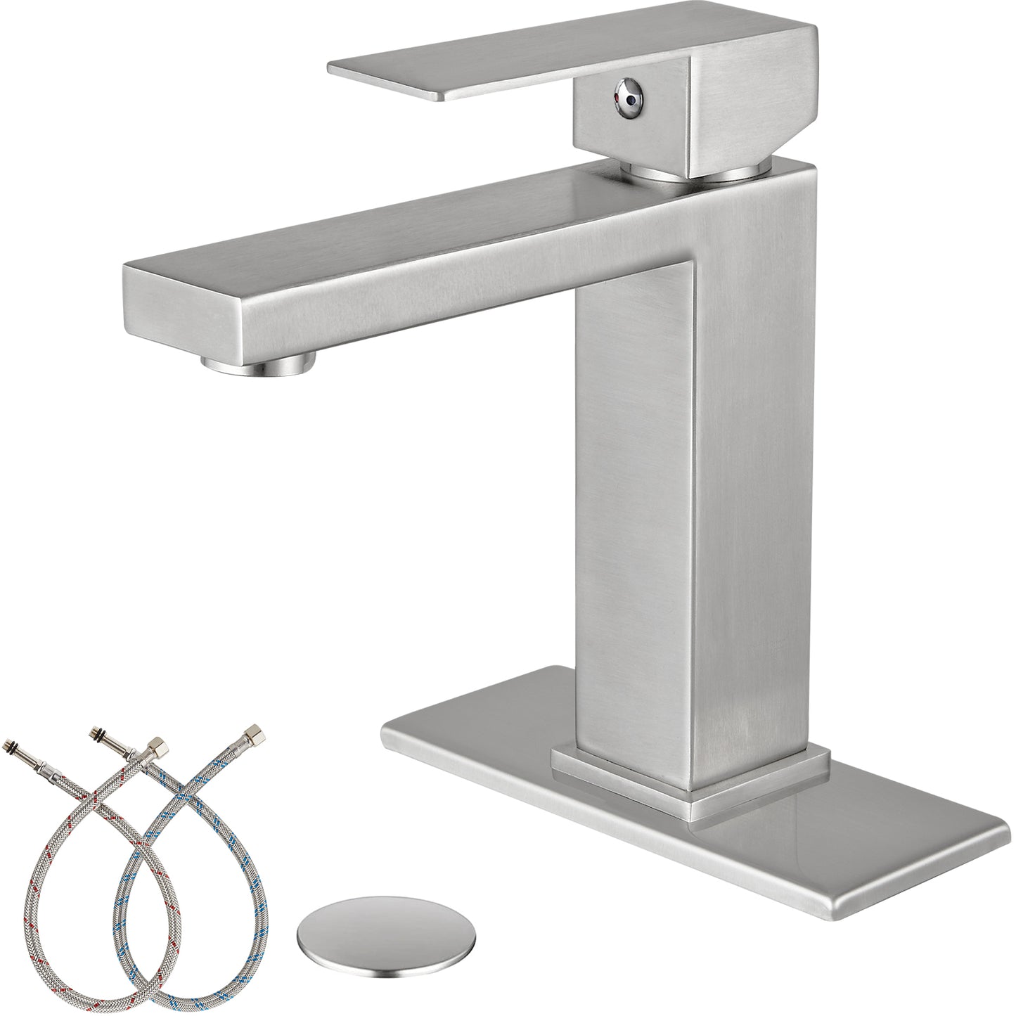 
                  
                    Midanya Bathroom Sink Faucet 1 Hole Single Handle Deck Mount Lavatory Mixer Tap with Cover Plate and Pop-up Drain One Lever Stainless Steel SUS304 Commercial
                  
                