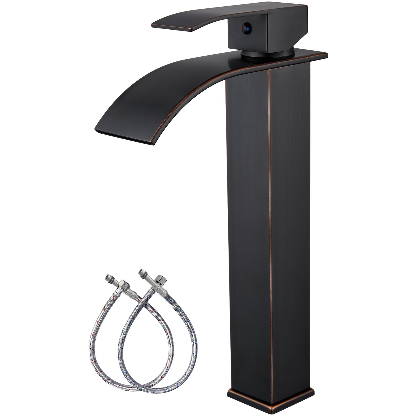 
                  
                    Midanya Waterfall Bathroom Bowl Vessel Sink Faucet Tall Single Handle Single Hole Deck Mount Mixer Tap with Large Rectangular Spout Sink Faucet Lavatory Vanity
                  
                