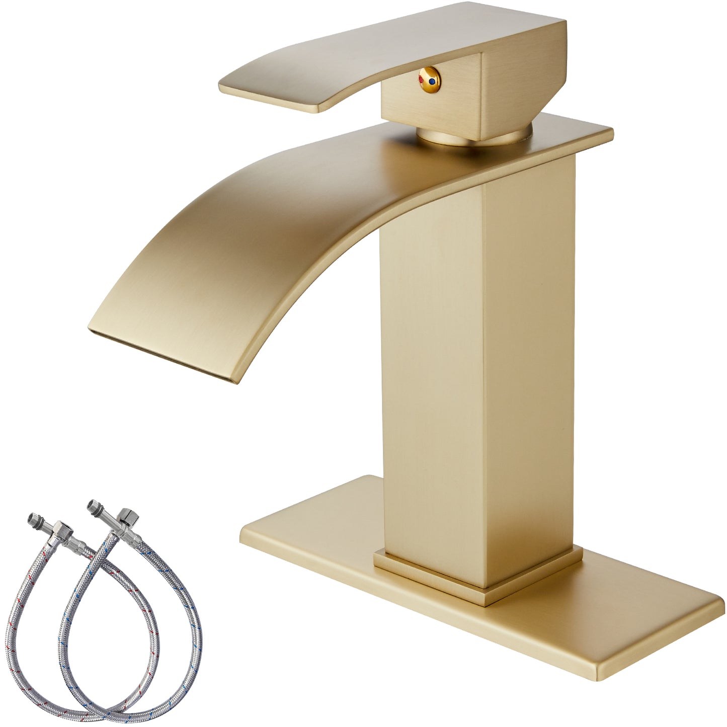 
                  
                    Midanya Bathroom Sink Faucet Waterfall Spout Single Handle 1 Hole Deck Mount Hot & Cold Water Mixer Tap Lavatory Vanity Sink Faucet Commercial with Deck Plate
                  
                