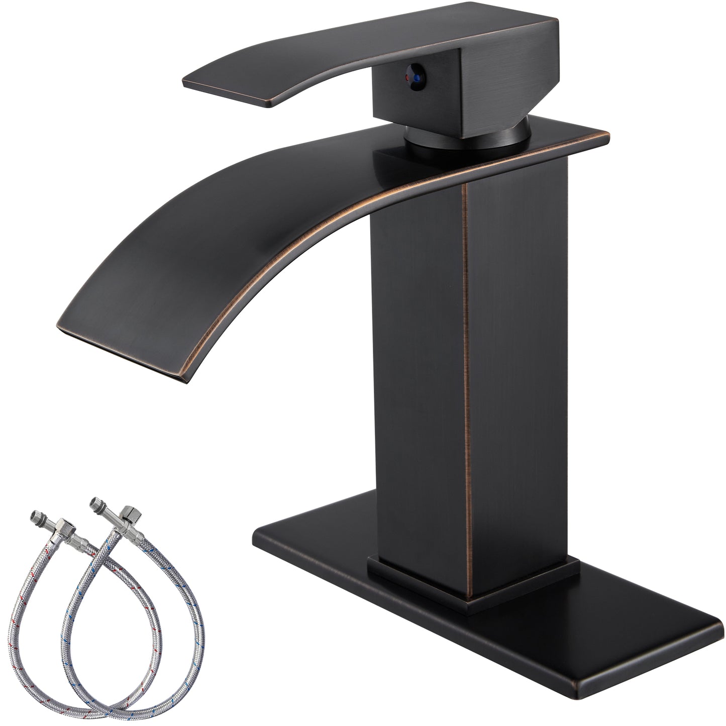 
                  
                    Midanya Bathroom Sink Faucet Waterfall Spout Single Handle 1 Hole Deck Mount Hot & Cold Water Mixer Tap Lavatory Vanity Sink Faucet Commercial with Deck Plate
                  
                