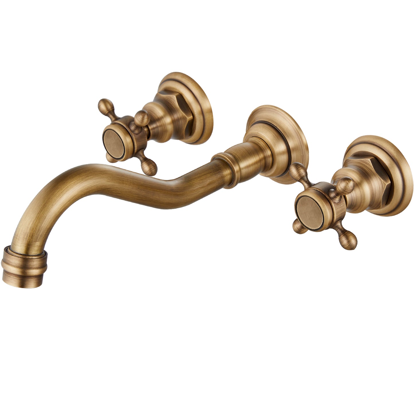 Midanya Bathroom Sink Faucet Widespread  Wall Mount 3 Holes 2 Cross Knobs Lavatory Vessel Basin Mixer Tap Mixing Spout Double Handles Commercial