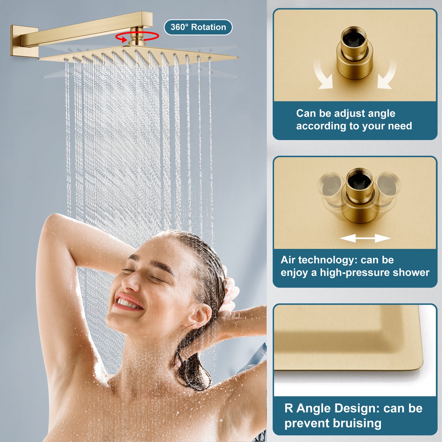 
                  
                    Midanya Rain Shower System 12 Inch Square Rainfall High Pressure Shower Head Wall Mount Shower Faucet Set with Hand Sprayer and Rough-in Valve Trim Kit Bathroom Mixer Shower Combo Set
                  
                