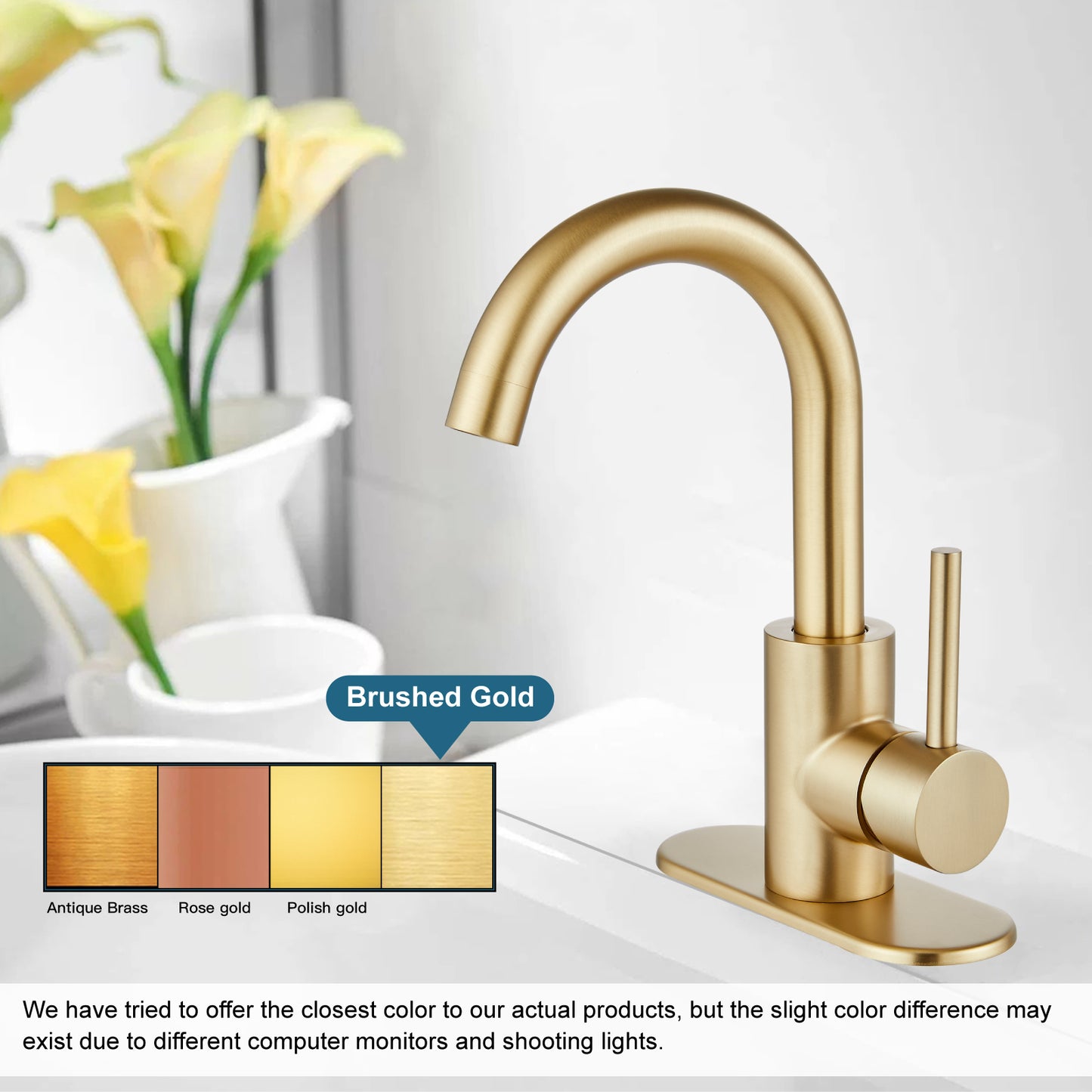 
                  
                    Midanya Single Handle Bathroom Sink Faucet, Wet Bar Pre-Kitchen Farmhouse RV Small Vanity Faucet with 360°Rotation Spout with Deck Plate, Supply Hoses and Drain Stopper
                  
                