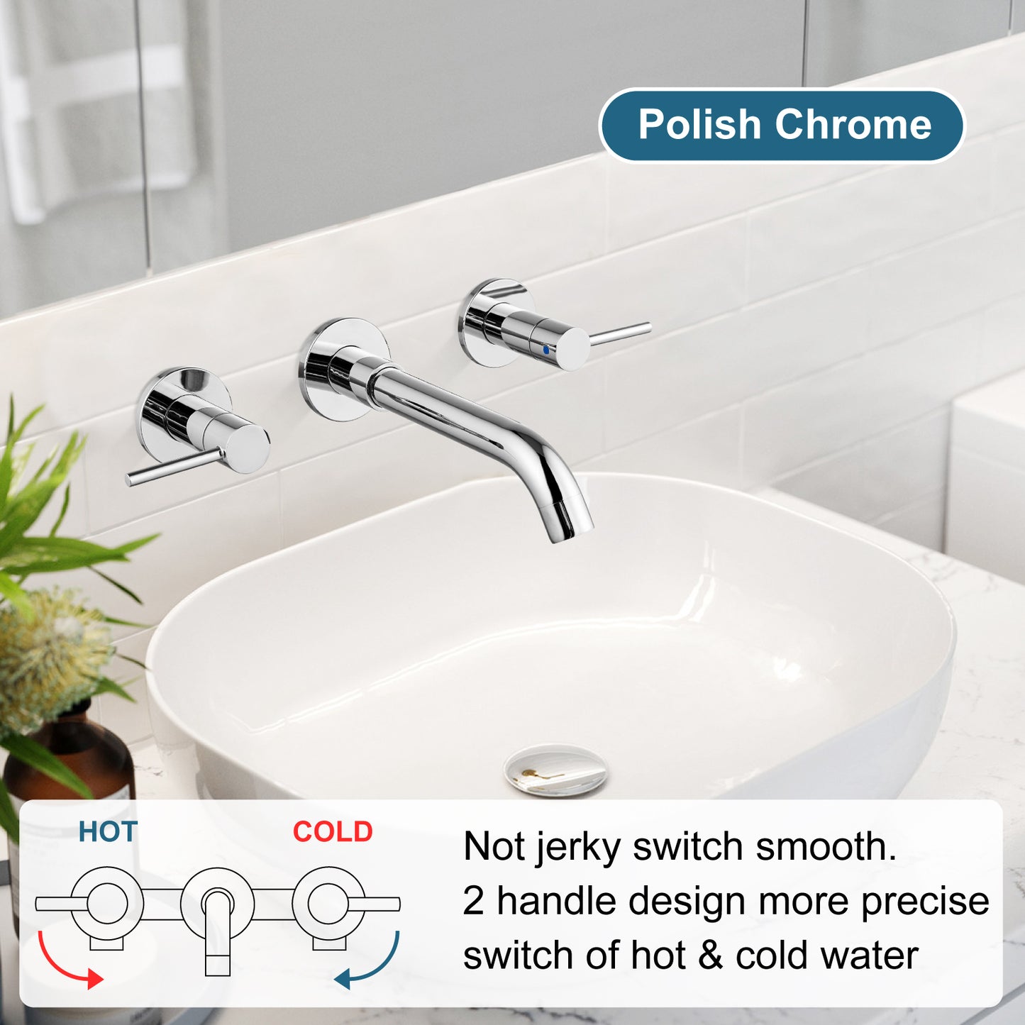 
                  
                    Midanya  Widespread Bathroom Sink Faucet 2 Level Handles 3 Hole Vanity Sink Faucet Wall Mount Brass Lavatory Basin Mixing Tap 360 Degree Swivel Spout with Rough in Valve Included
                  
                
