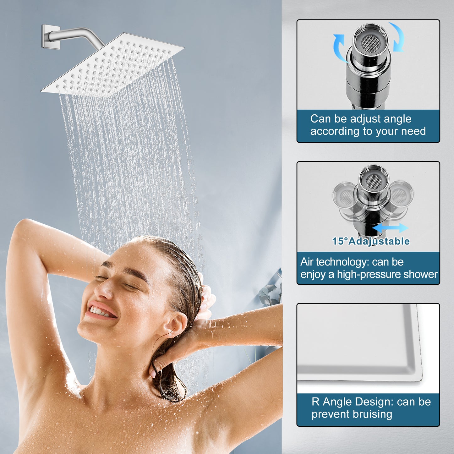 
                  
                    Midanya Rain Shower System Tub Shower Faucet Set 8 Inch Square Rainfall Shower Head with Handheld Sprayer and Waterfall Tub Spout Rough-in Valve Shower Mixer Combo
                  
                