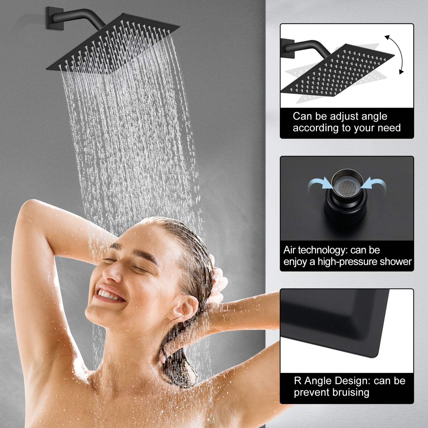 
                  
                    Midanya  Bathroom Shower System 8 Inch Rainfall Shower Head with Handheld Spary Wall Mount Tub Spout Combo Set Rough-in Valve 3 Function Mixer Shower Faucet Luxury
                  
                
