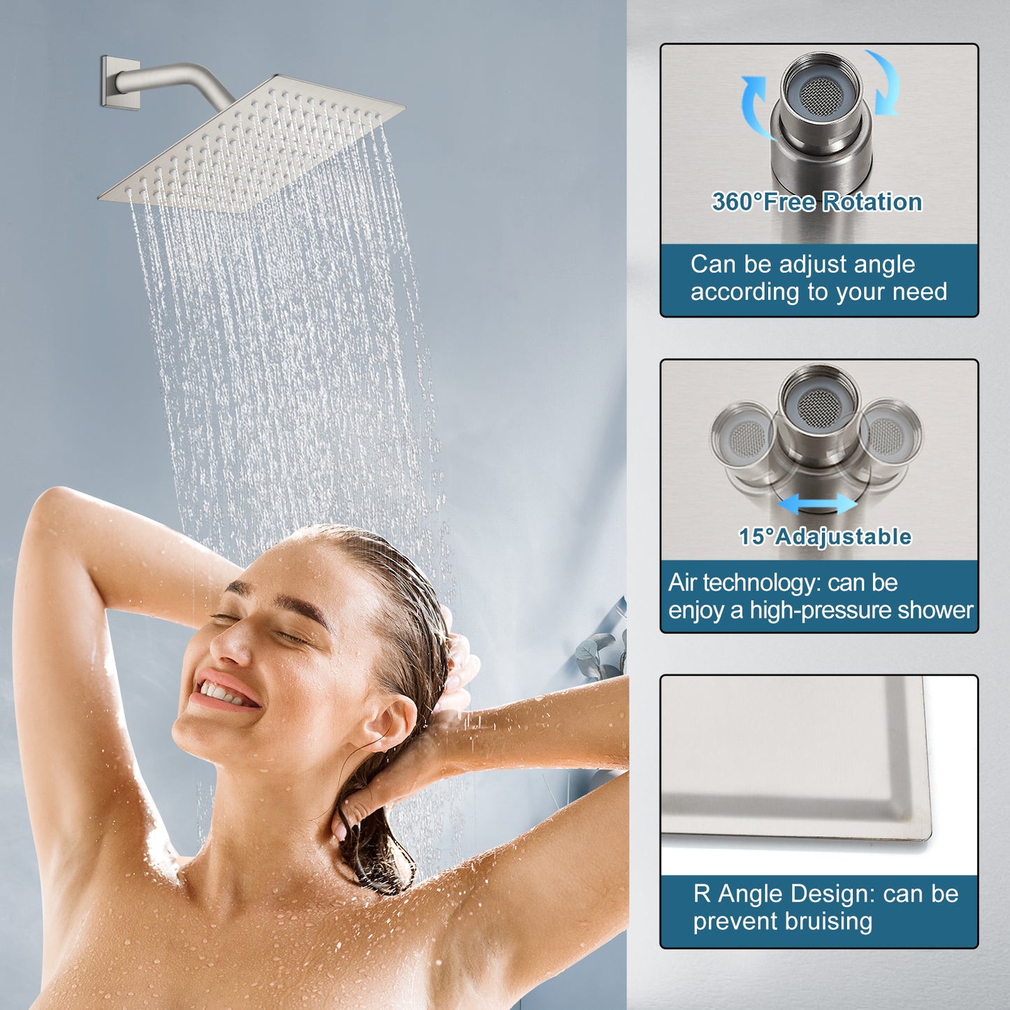 
                  
                    Midanya Rain Shower System Tub Shower Faucet Set 8 Inch Square Rainfall Shower Head with Handheld Sprayer and Waterfall Tub Spout Rough-in Valve Shower Mixer Combo
                  
                