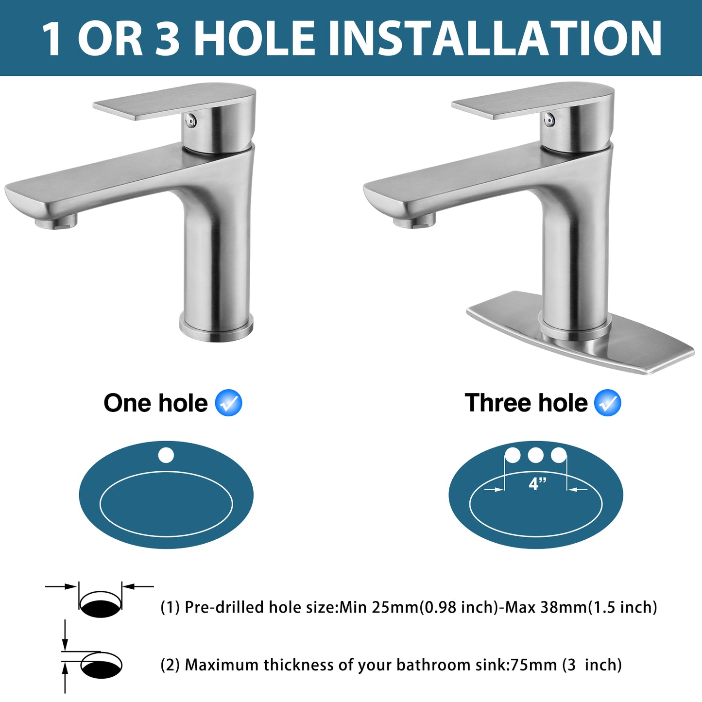 
                  
                    Midanya  Bathroom Sink Faucet Single Handle Single Hole Vanity Basin Hot & Cold Mixer Tap with Cover and Plate Pop Up Drain Commercial Modern Wash Basin Faucet Deck Simple Installation
                  
                