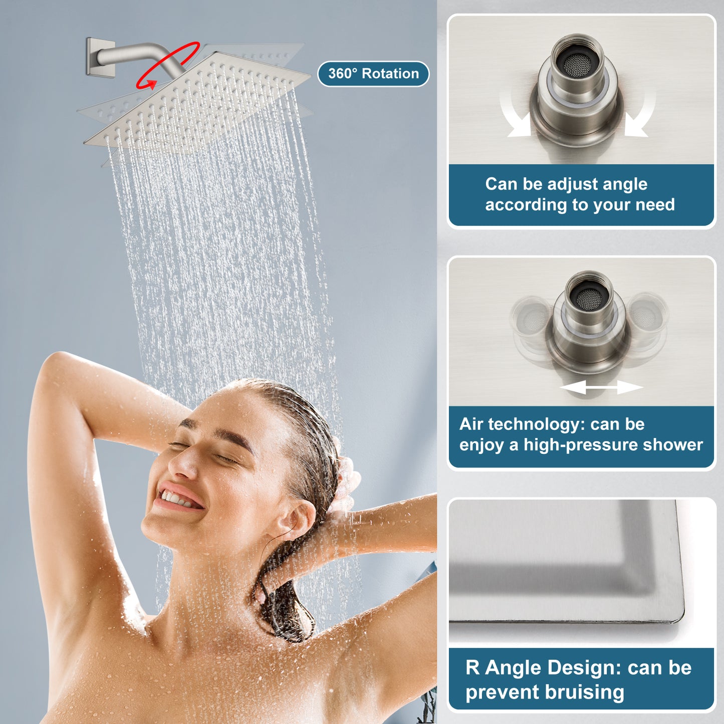 
                  
                    Midanya Rain Shower System Wall Mount Shower Faucet Set 8 Inch Square High Pressure Showerhead with Hand Sprayer Rough-In Valve Body and Trim Included Mixer Shower Combo Set Bathroom
                  
                