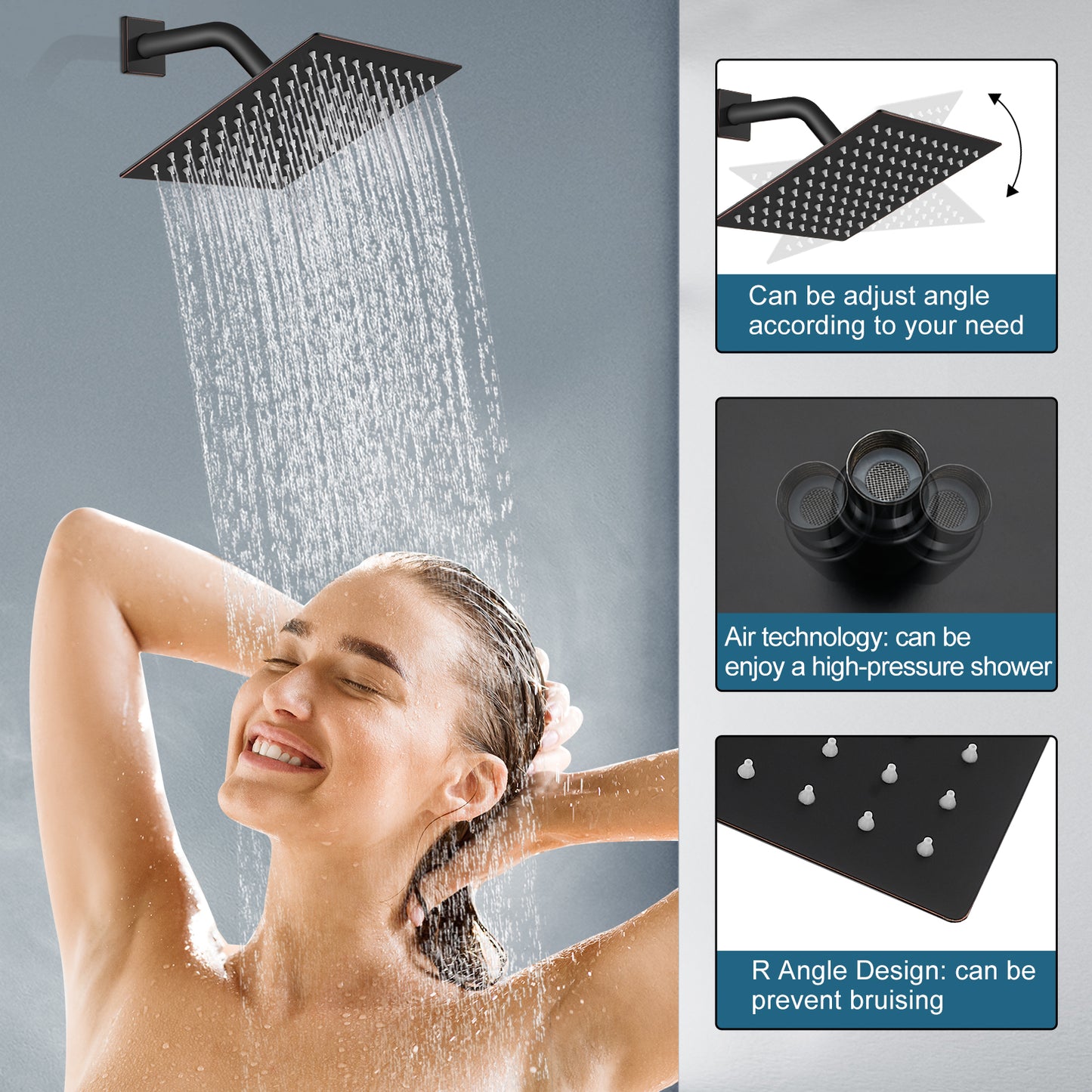 
                  
                    Midanya  Rain Shower System Wall Mount Shower Faucet Set 8 Inch Square High Pressure Showerhead with Hand Sprayer Rough-In Valve Body and Trim Included Mixer Shower Combo Set Bathroom
                  
                