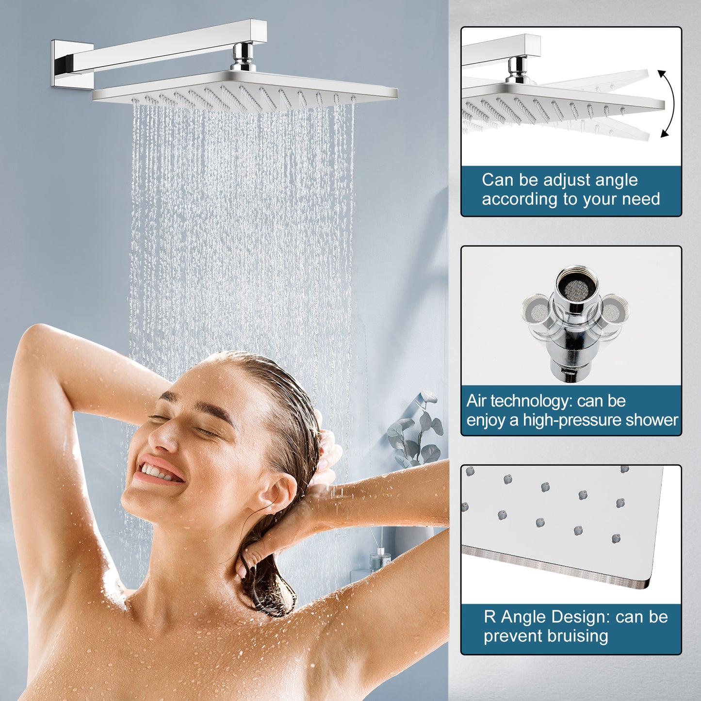 
                  
                    Tub and Shower Faucet Set Bathroom Rain Shower System with Tub Faucet Spout Wall Mounted 8 inch High Pressure Rain Shower Head Shower Trim Kit with Rough-in Mixer Valve
                  
                