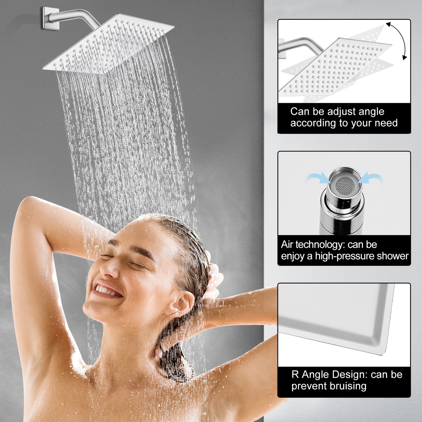 
                  
                    Midanya  Bathroom Shower System 8 Inch Rainfall Shower Head with Handheld Spary Wall Mount Tub Spout Combo Set Rough-in Valve 3 Function Mixer Shower Faucet Luxury
                  
                