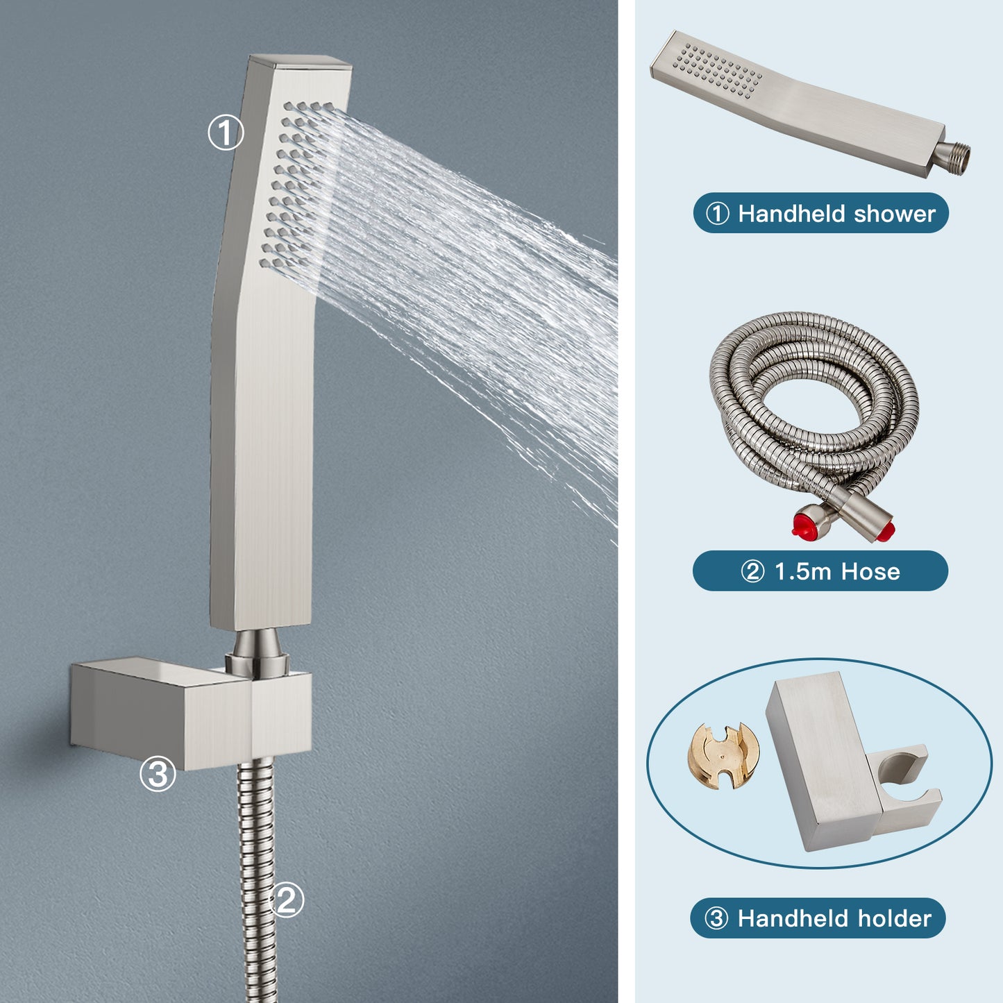 
                  
                    Midanya  Rain Shower System Wall Mount Shower Faucet Set 8 Inch Square High Pressure Showerhead with Hand Sprayer Rough-In Valve Body and Trim Included Mixer Shower Combo Set Bathroom
                  
                