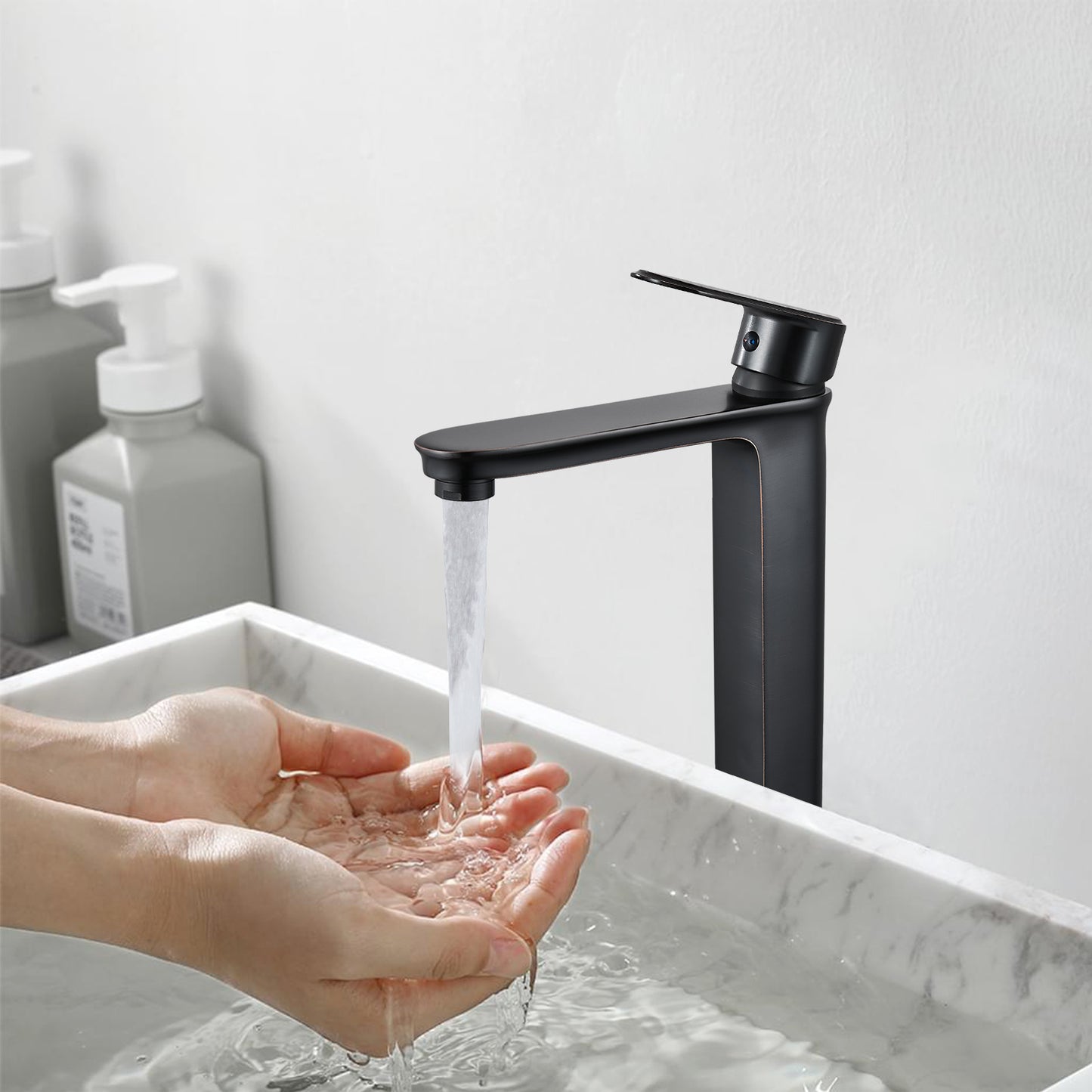 
                  
                    Midanya Bathroom Faucet Single Handle Tall Body Spout Lavatory Vanity Vessel Sink Faucets One Hole Deck Mount Basin Mixer Tap Brass Modern with Pop Up Drain Included
                  
                