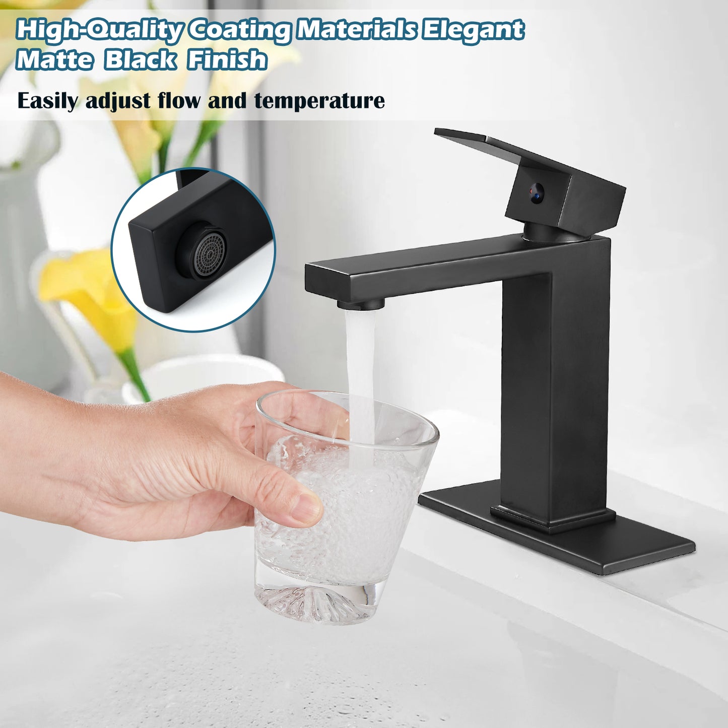 
                  
                    Midanya Bathroom Sink Faucet 1 Hole Single Handle Deck Mount Lavatory Mixer Tap with Cover Plate One Lever Stainless Steel SUS304 Commercial
                  
                
