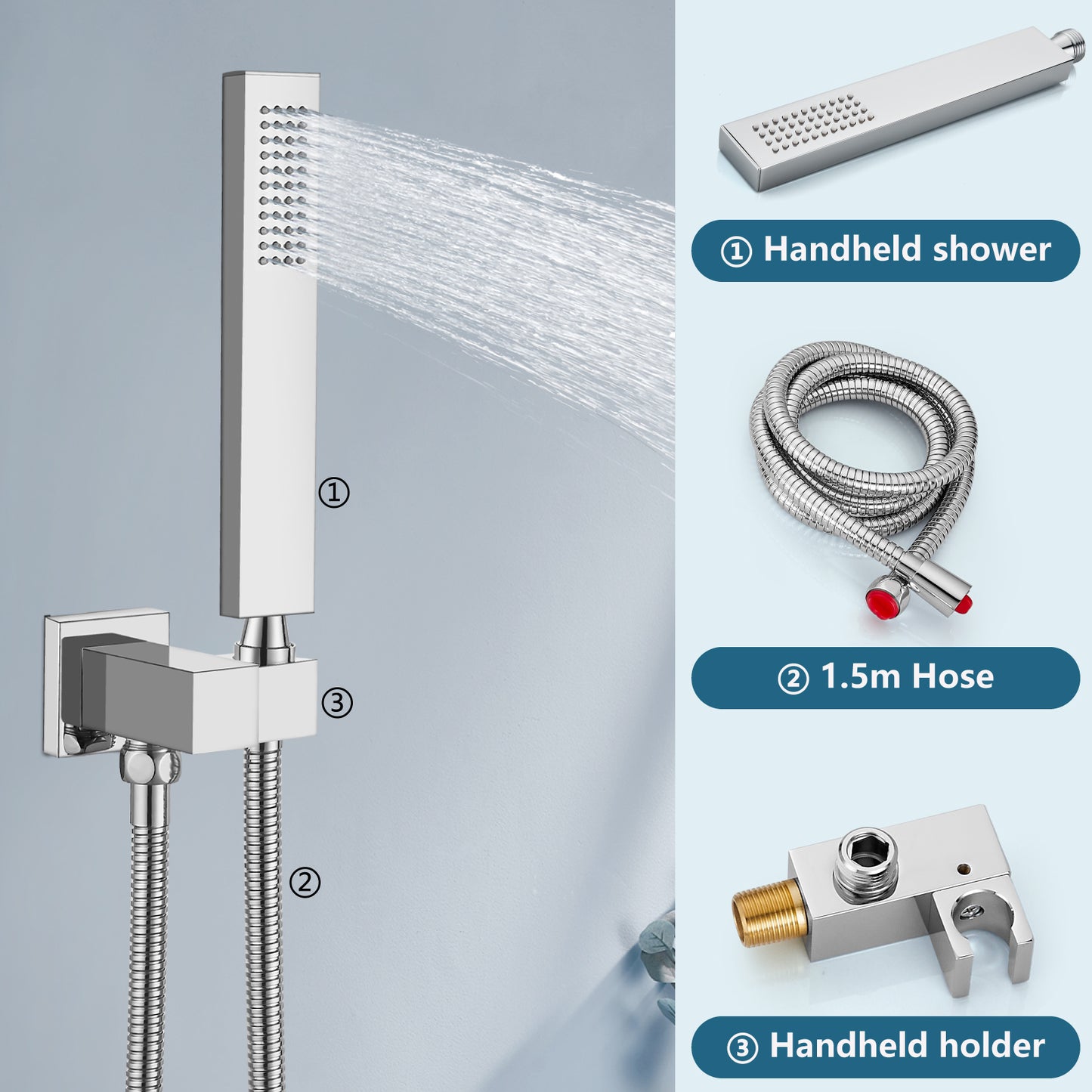 
                  
                    Midanya Rain Shower System 12 Inch Tub Shower Faucet Set Square Rainfall Shower Head with Handheld Sprayer and Waterfall Tub Spout Wall Mount Rough-in Valve 3-Function Mixer Combo
                  
                