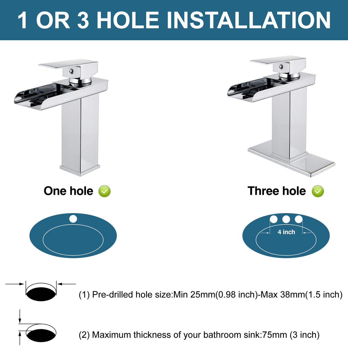 
                  
                    Midanya Waterfall Bathroom Faucet 1 Hole Single Handle Sink Vanity 4 inch Faucet Wide Mouth Spout with Deck Mount Plate & Water Supply Lines Hose Lavatory Modern Commercial Mixer Tap
                  
                