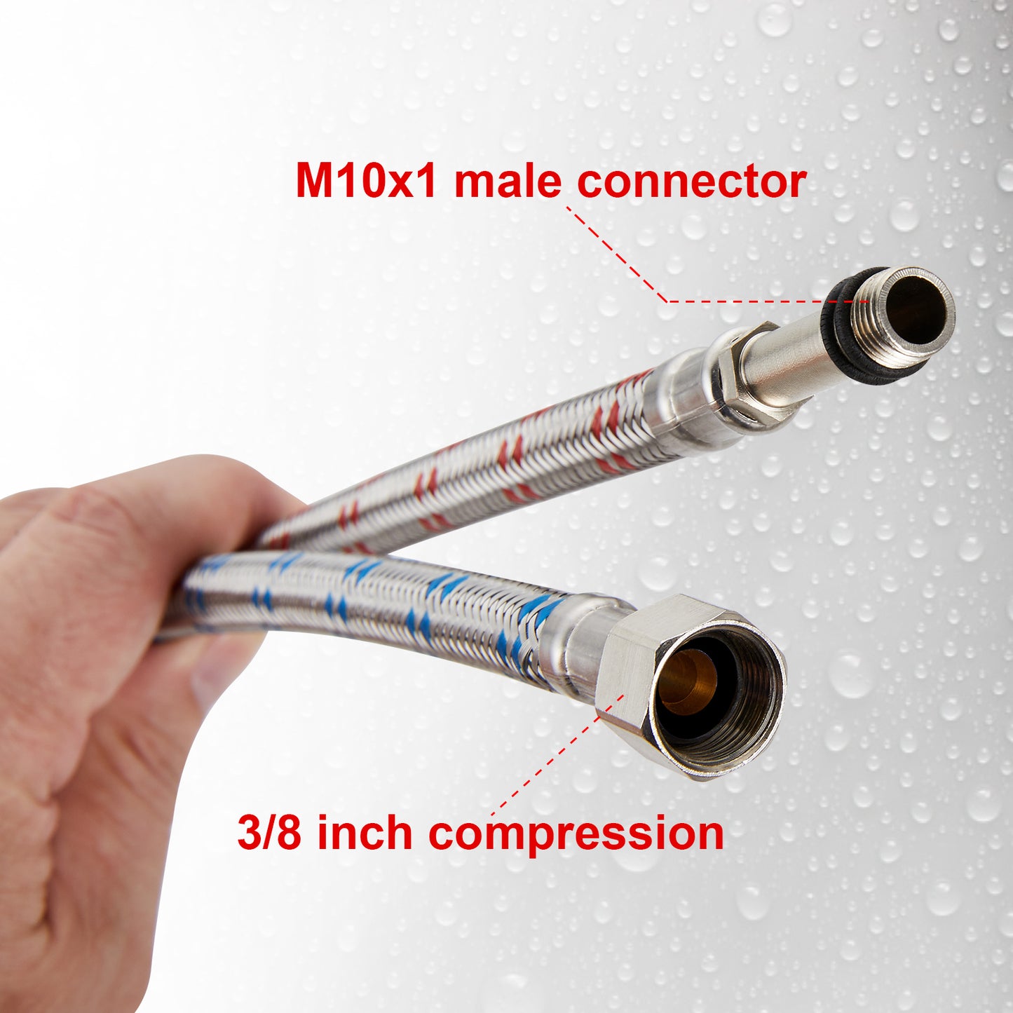 
                  
                    Midanya Faucet Connector, Braided Stainless Steel Supply Hose 3/8-Inch Female Compression Thread x M10 Male Connector, x 2 Pcs (1 Pair)
                  
                
