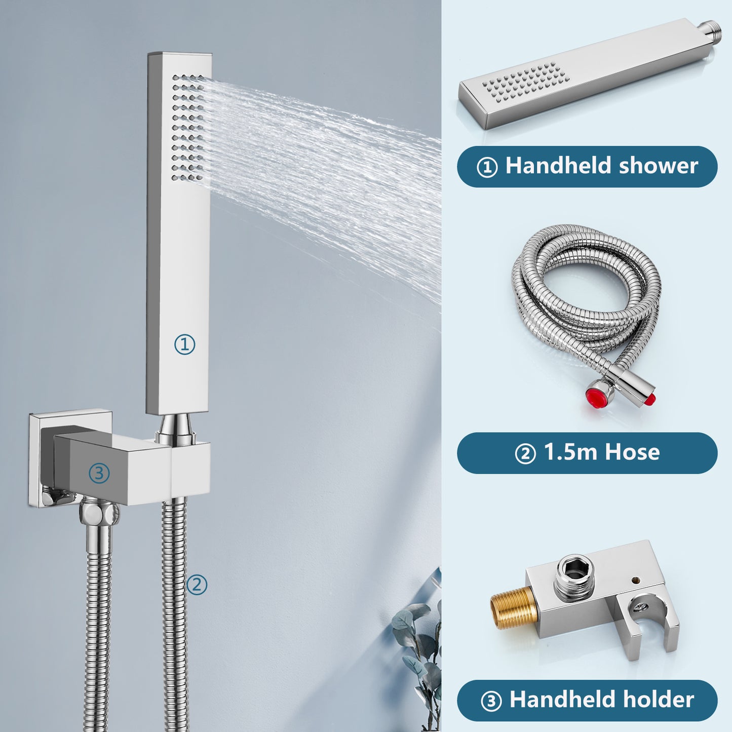 
                  
                    Midanya Rain Shower System 10 Inch Square Rainfall Shower Head Wall Mount Shower Faucet Set with Hand Sprayer Rough-in Valve Trim Kit Bathroom Mixer Shower Combo Set
                  
                