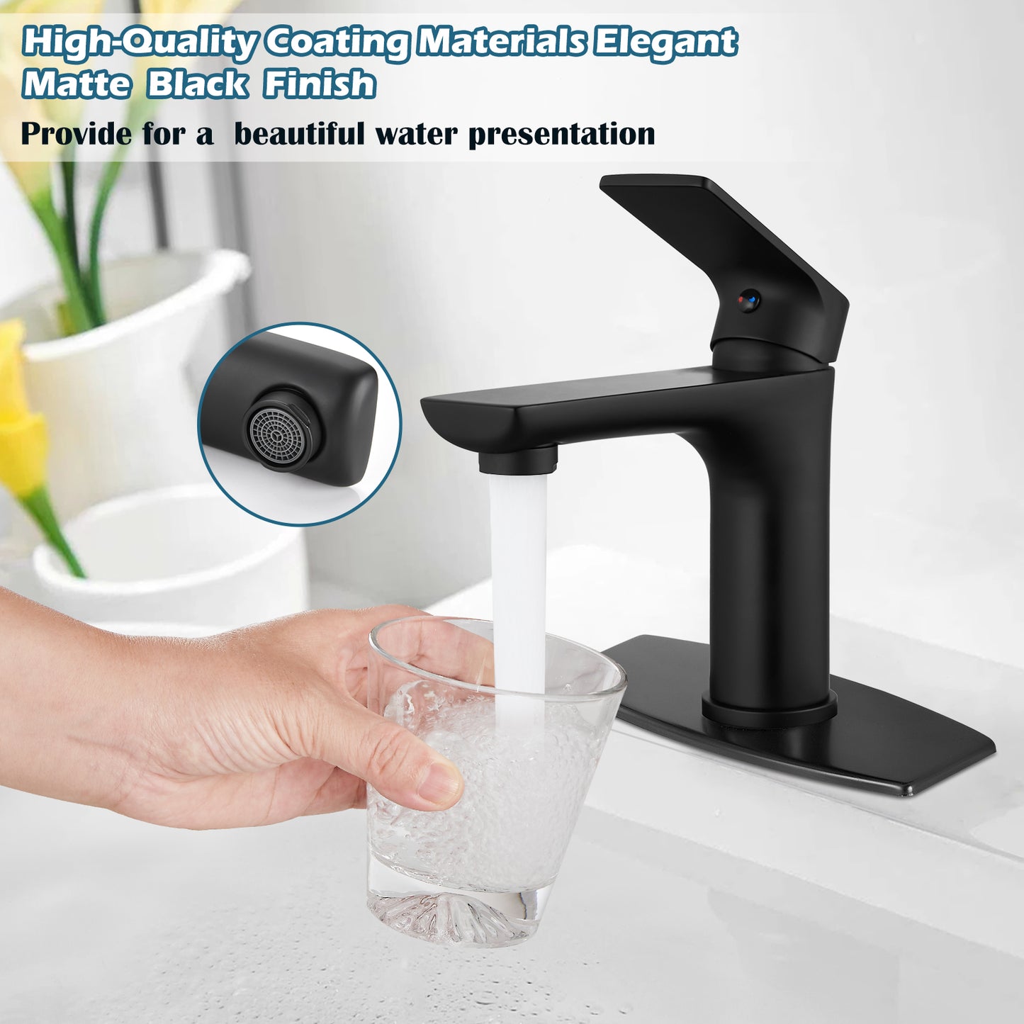 
                  
                    Midanya  Bathroom Sink Faucet Single Handle Single Hole Vanity Basin Hot & Cold Mixer Tap with Cover and Plate Pop Up Drain Commercial Modern Wash Basin Faucet Deck Simple Installation
                  
                