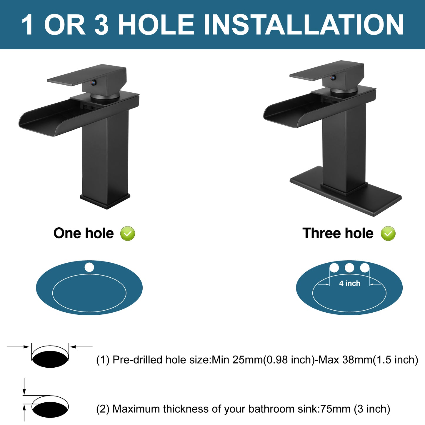 
                  
                    Midanya Waterfall Bathroom Faucet 1 Hole Single Handle Sink Vanity 4 inch Faucet Wide Mouth Spout with Deck Mount Plate & Water Supply Lines Hose Lavatory Modern Commercial Mixer Tap
                  
                