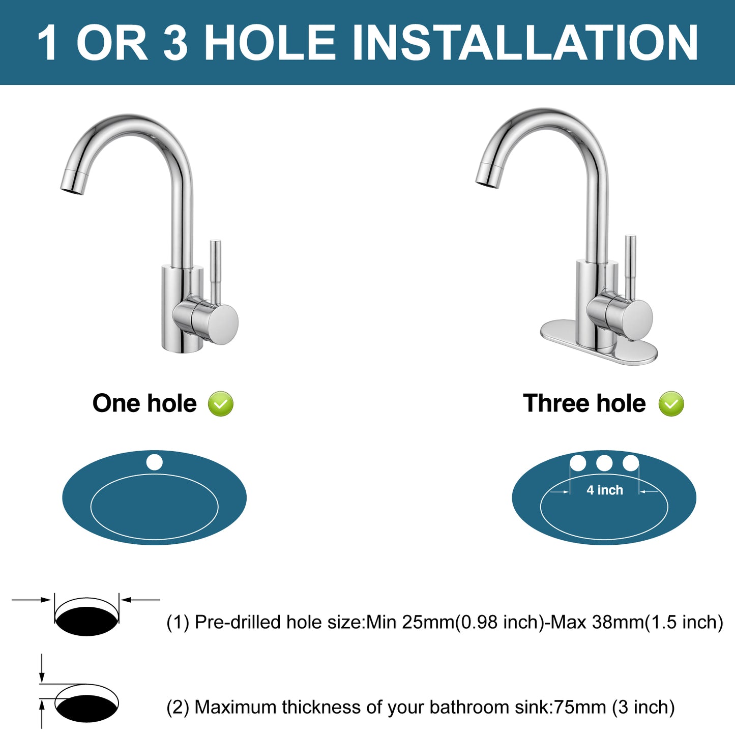 
                  
                    Midanya Single Handle Bathroom Sink Faucet, Wet Bar Pre-Kitchen Farmhouse RV Small Vanity Faucet with 360°Rotation Spout with Deck Plate and Supply Hoses
                  
                