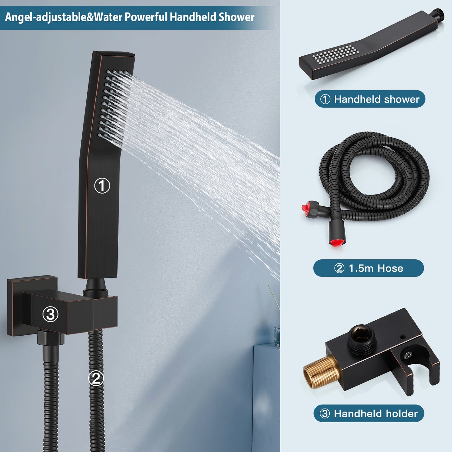 
                  
                    Midanya Rain Shower System Tub Shower Faucet Set 8 Inch Square Rainfall Shower Head with Handheld Sprayer and Waterfall Tub Spout Rough-in Valve Shower Mixer Combo
                  
                