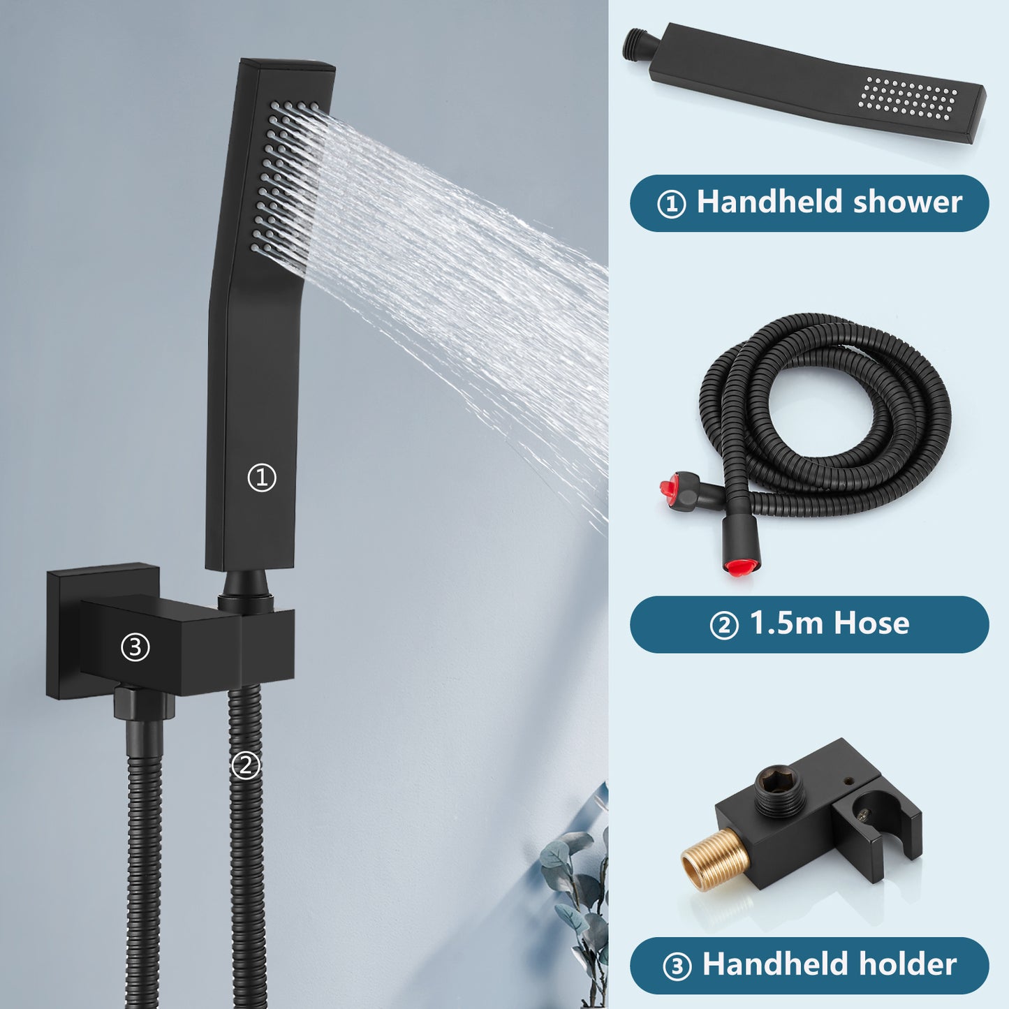 
                  
                    Midanya Rain Shower System Wall Mount Shower Faucet Set 8 Inch Square High Pressure Showerhead with Hand Sprayer Rough-In Valve Body and Trim Included Mixer Shower Combo Set Bathroom
                  
                