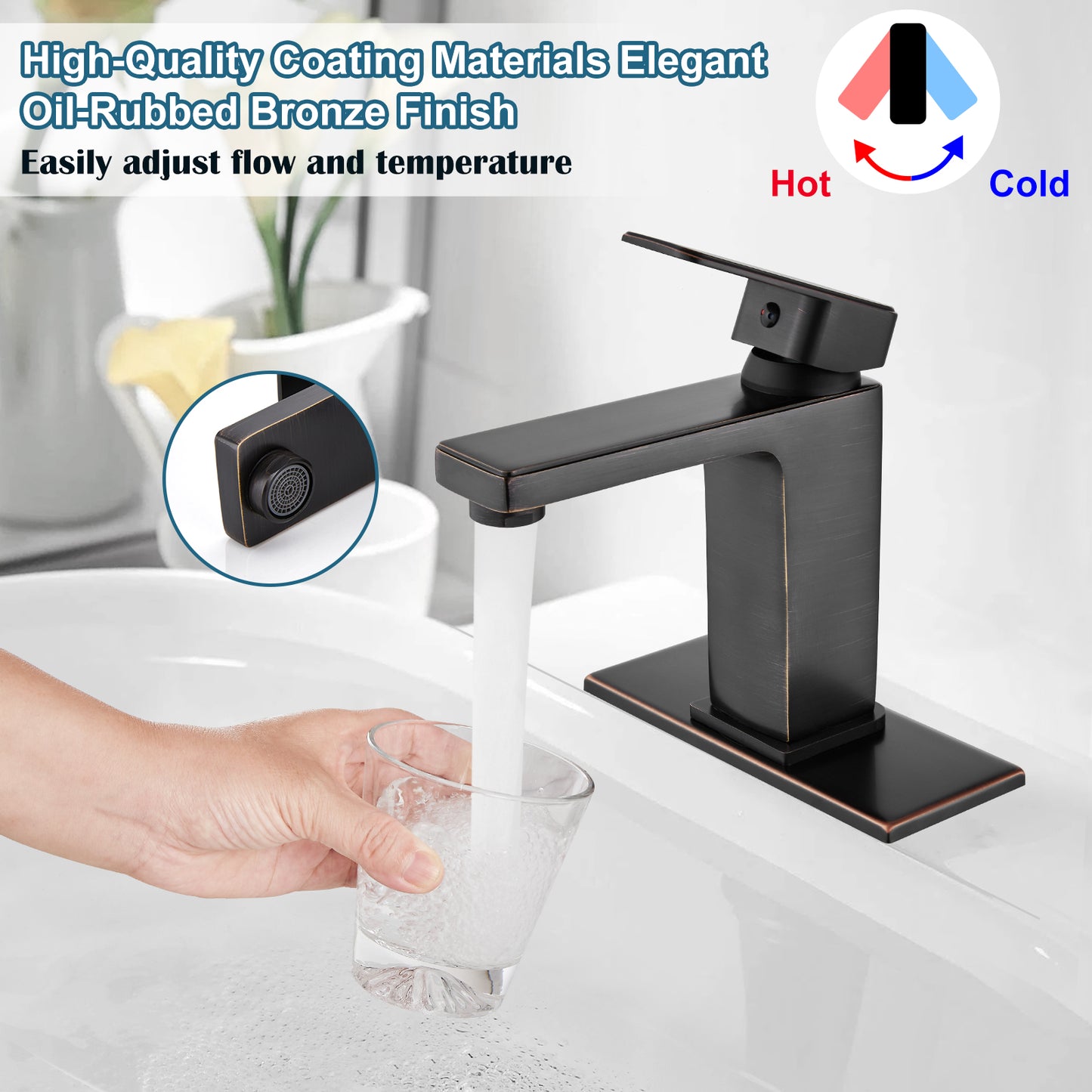 
                  
                    Midanya Bathroom Sink Faucet 1 Hole Single Handle Deck Mount Lavatory Mixer Tap Include Pop Up Drain with Overflow One Lever Commercial
                  
                