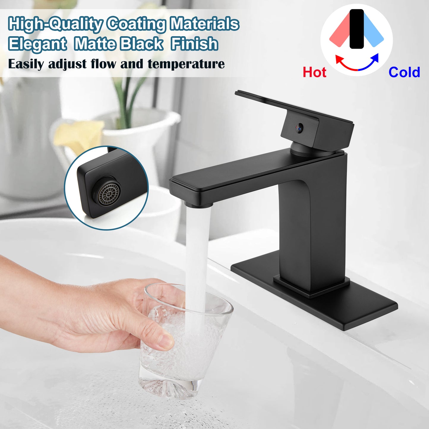 
                  
                    Midanya Bathroom Sink Faucet 1 Hole Single Handle Deck Mount Lavatory Mixer Tap Include Pop Up Drain with Overflow One Lever Commercial
                  
                