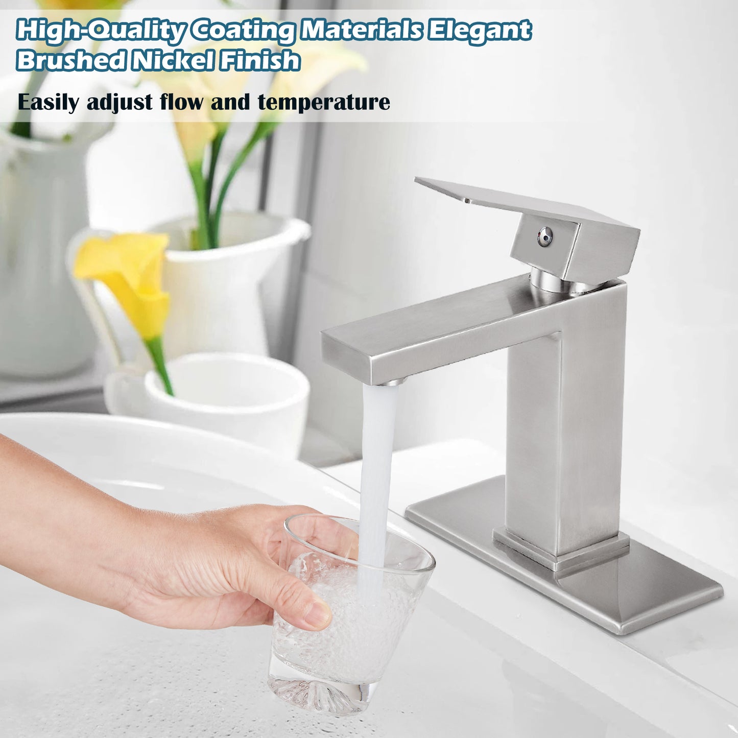 
                  
                    Midanya Bathroom Sink Faucet 1 Hole Single Handle Deck Mount Lavatory Mixer Tap with Cover Plate One Lever Stainless Steel SUS304 Commercial
                  
                