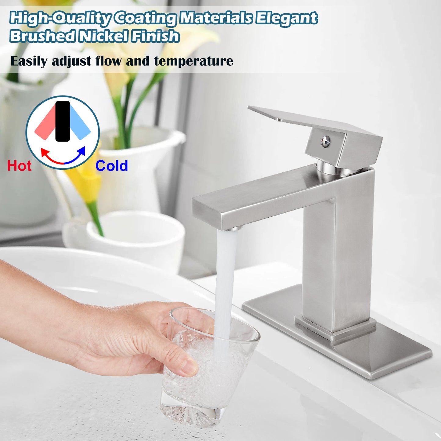 
                  
                    Midanya Bathroom Sink Faucet 1 Hole Single Handle Deck Mount Lavatory Mixer Tap with Cover Plate and Pop-up Drain One Lever Stainless Steel SUS304 Commercial
                  
                